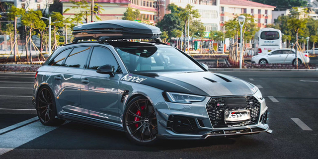 Karbel front lip side skirts rear diffuser rear spoiler 3K black twill weave texture dry carbon fiber Complete vehicle kit for Audi rs4 B9 2017-2019