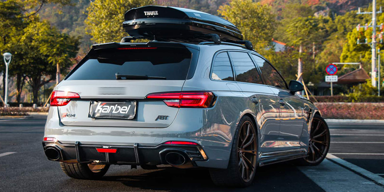 Karbel front lip side skirts rear diffuser rear spoiler 3K black twill weave texture dry carbon fiber Complete vehicle kit for Audi rs4 B9 2017-2019
