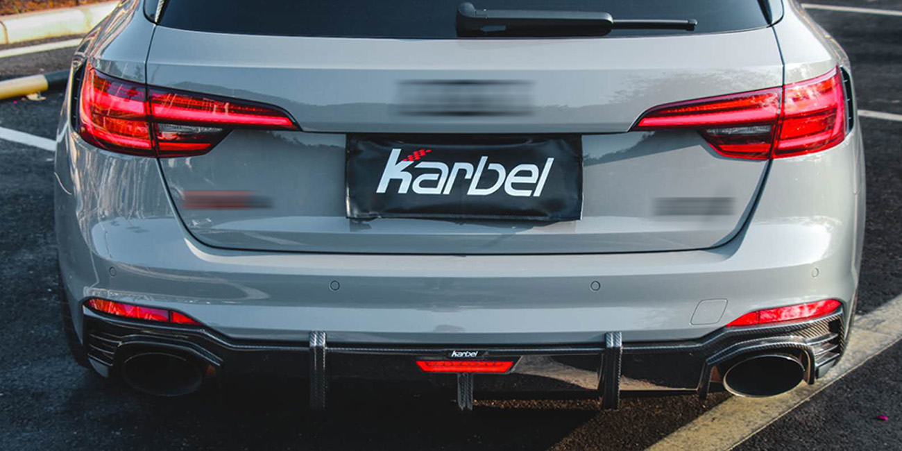 Karbel front lip side skirts rear diffuser rear spoiler 3K black twill weave texture dry carbon fiber Complete vehicle kit for Audi rs4 B9 2017-2019