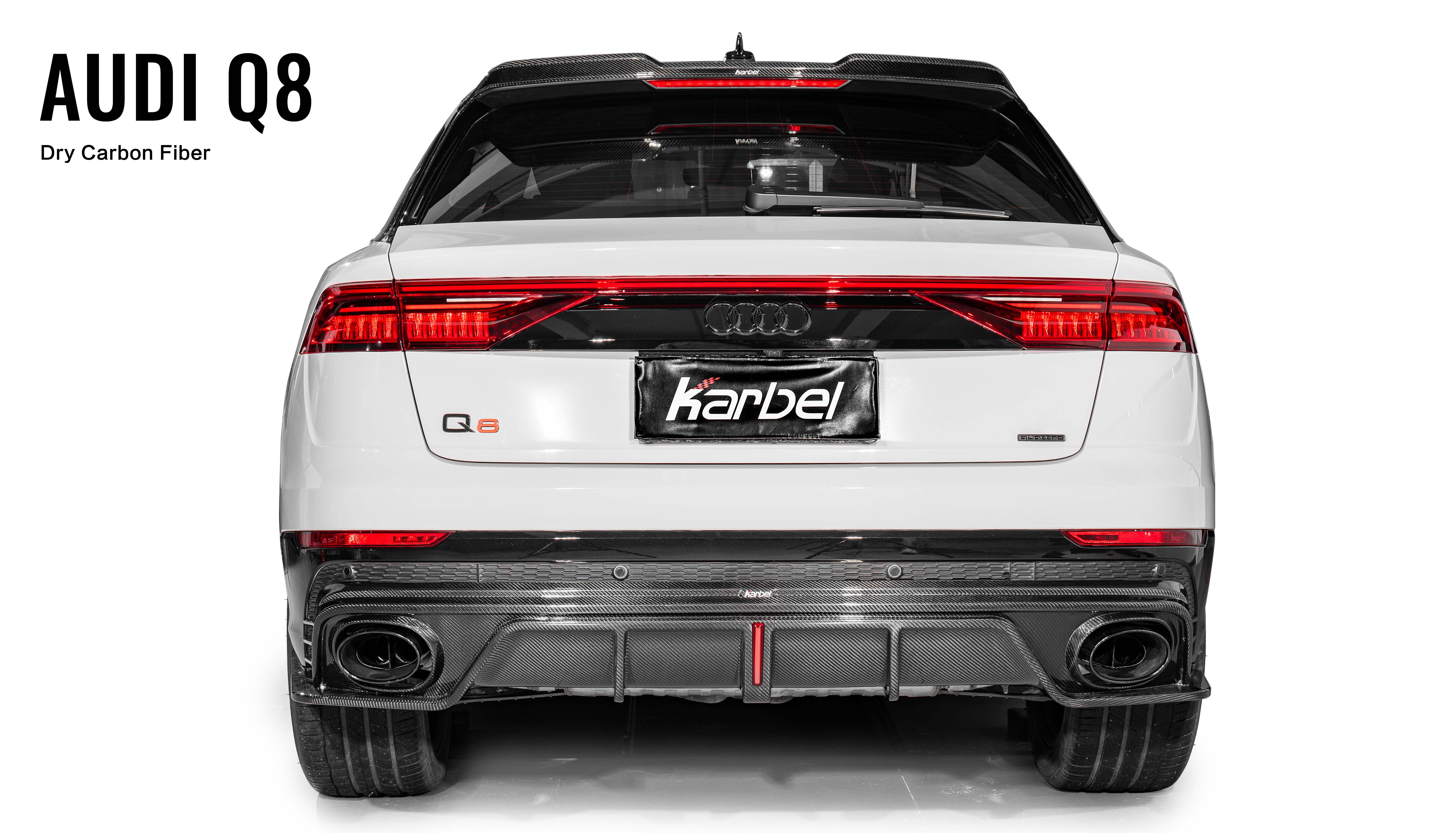 Karbel KB diffuser front lip hood side skirts spoiler black dry carbon fiber Complete vehicle kit for Audi SQ8/Q8 2018-2022
