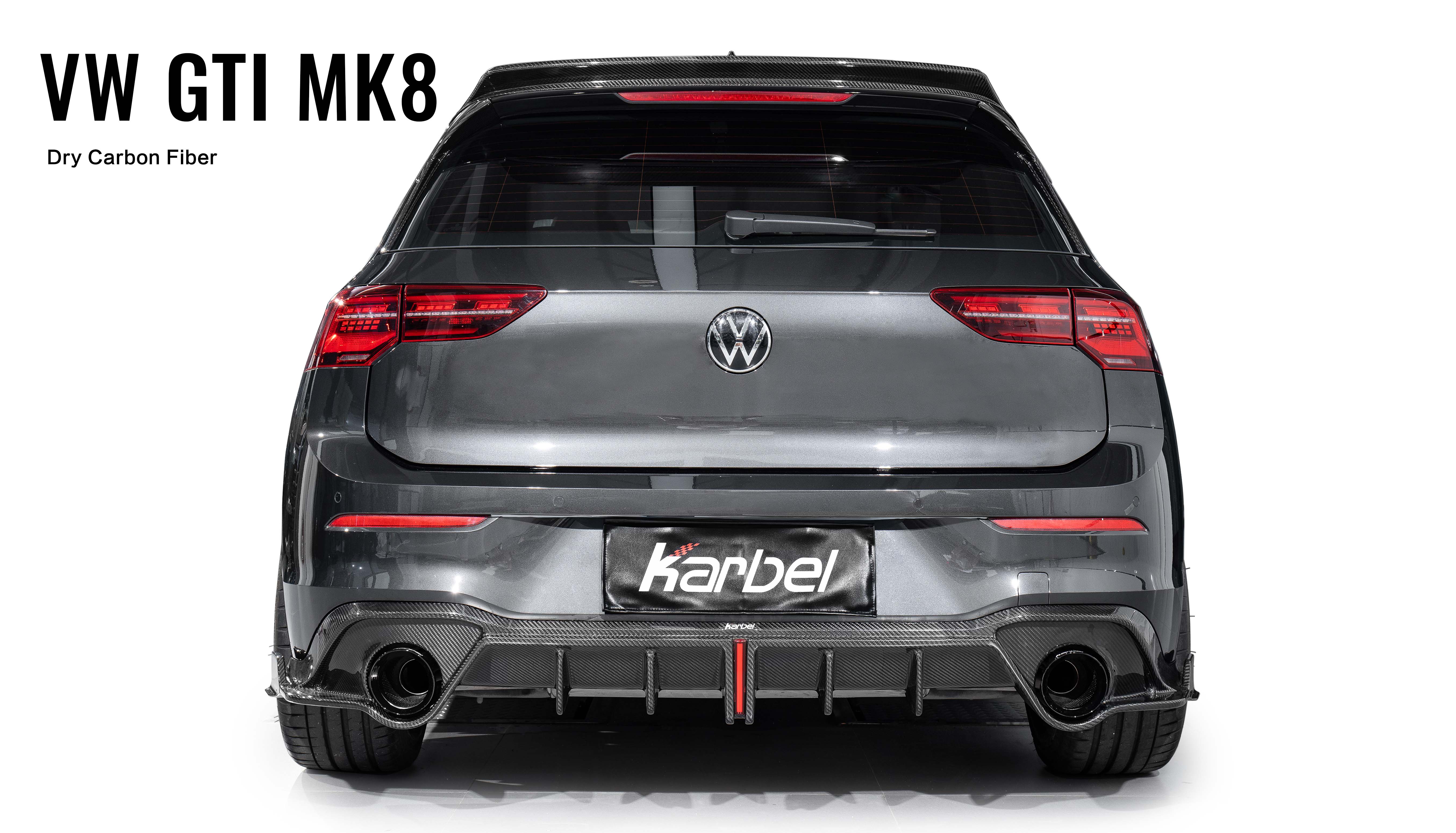 Karbel fender front lip hood rear diffuser spoiler side skirts 3K black twill weave texture dry carbon fiber body kit for Volkswagen GTI Mk8/MK8.5 