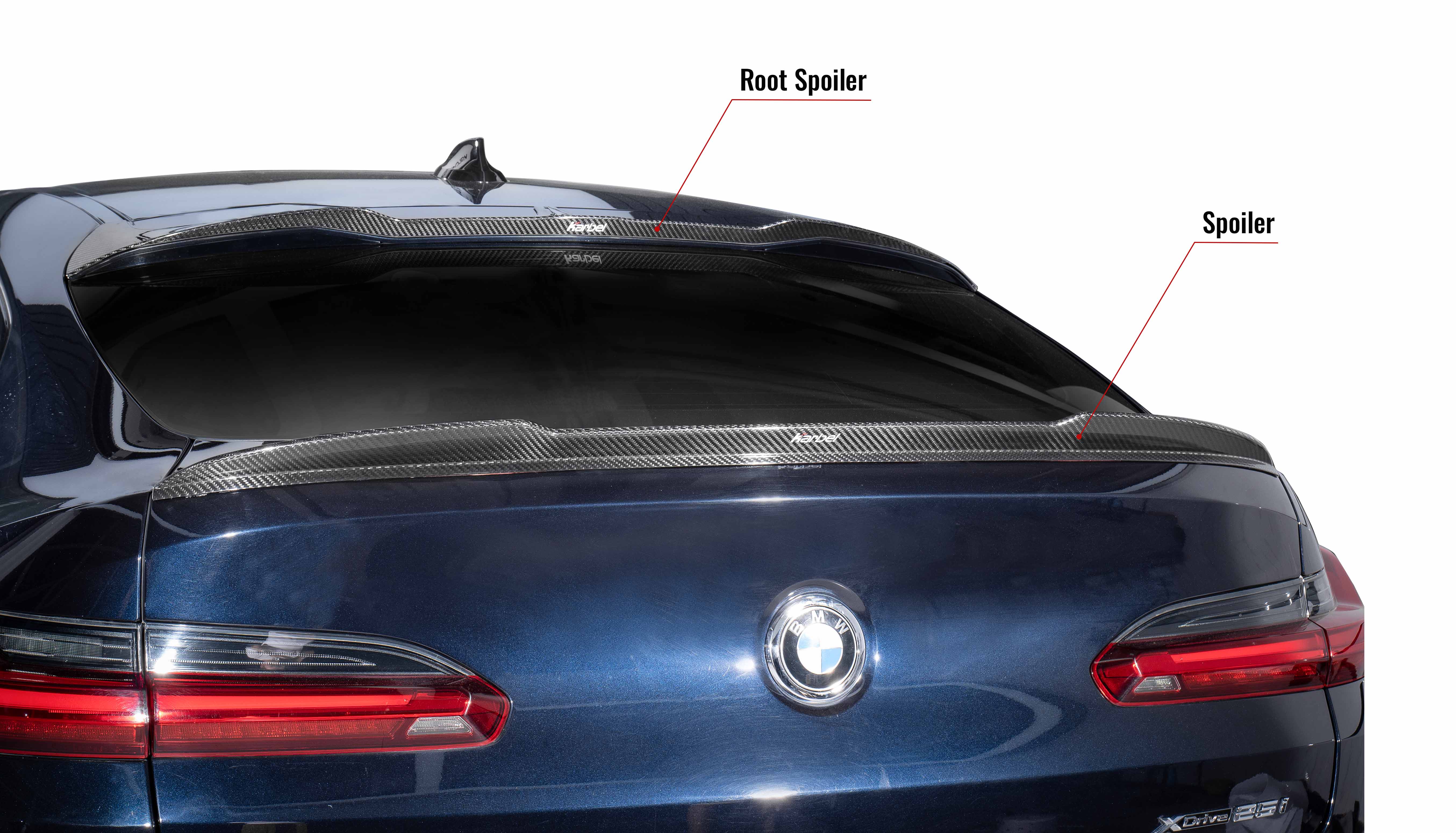 Karbel diffuser front lip side skirts 3K woven texture dry carbon fiber black body kit replacement upgrade wing rear spoiler for BWM X4/G02 2019-2021