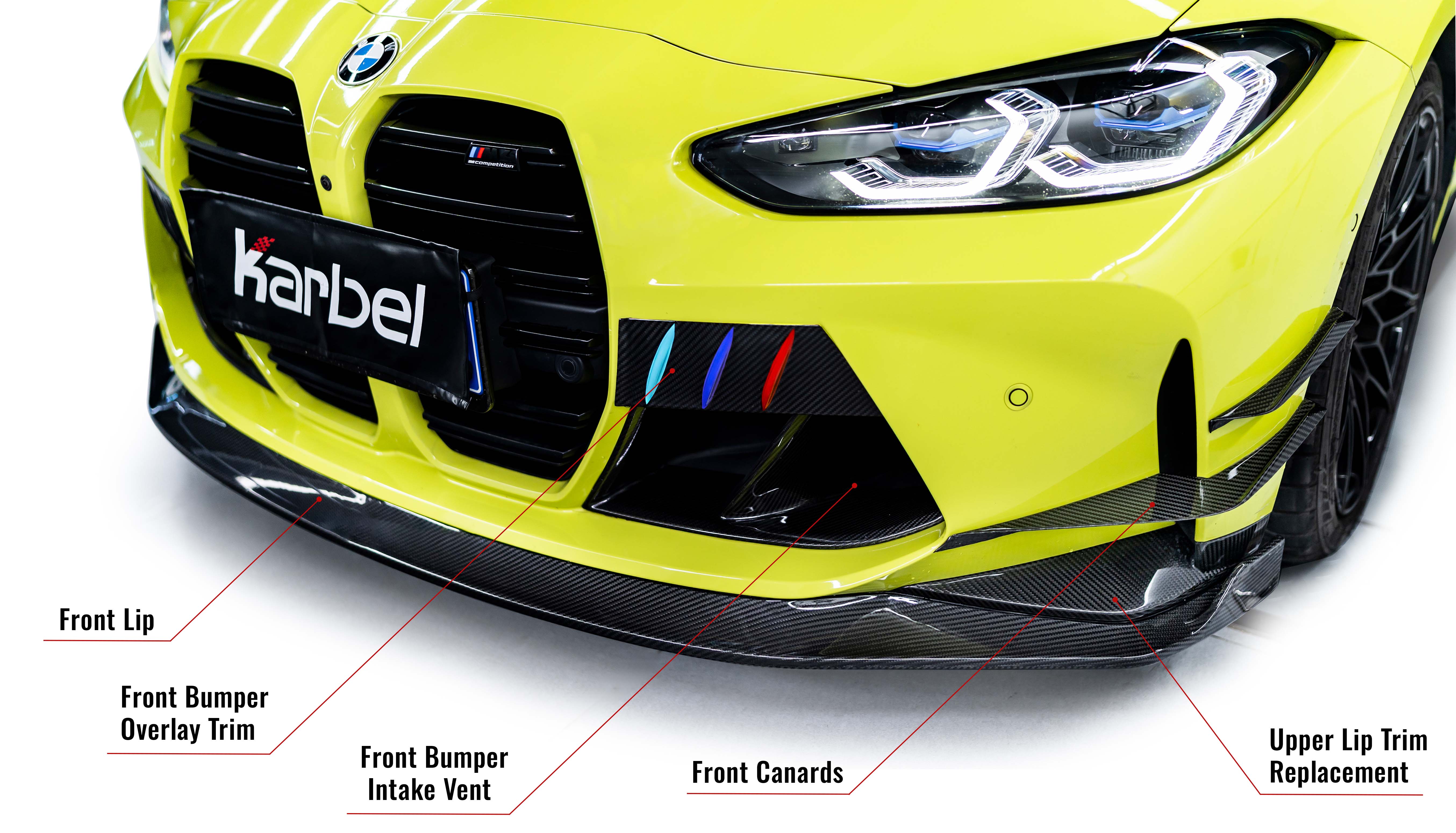 Karbel hood front lip side skirts rear diffuser rear spoiler dry carbon fiber full body kit suitable KB Rearview mirror housing for BMW M4 G82 2021+