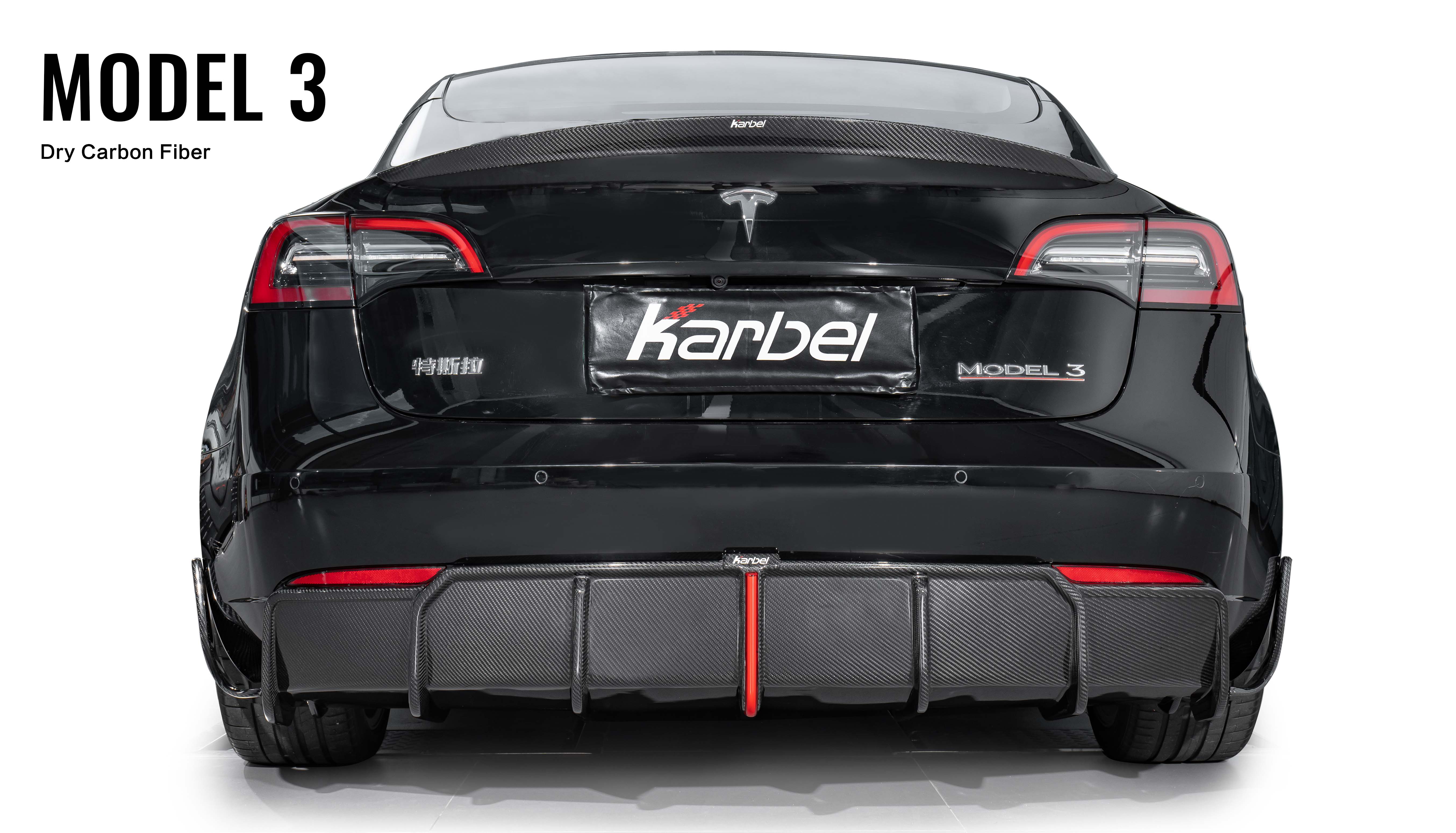 Karbel 3K Dry Carbon Fiber Complete Kit For Tesla Model 3 2019+