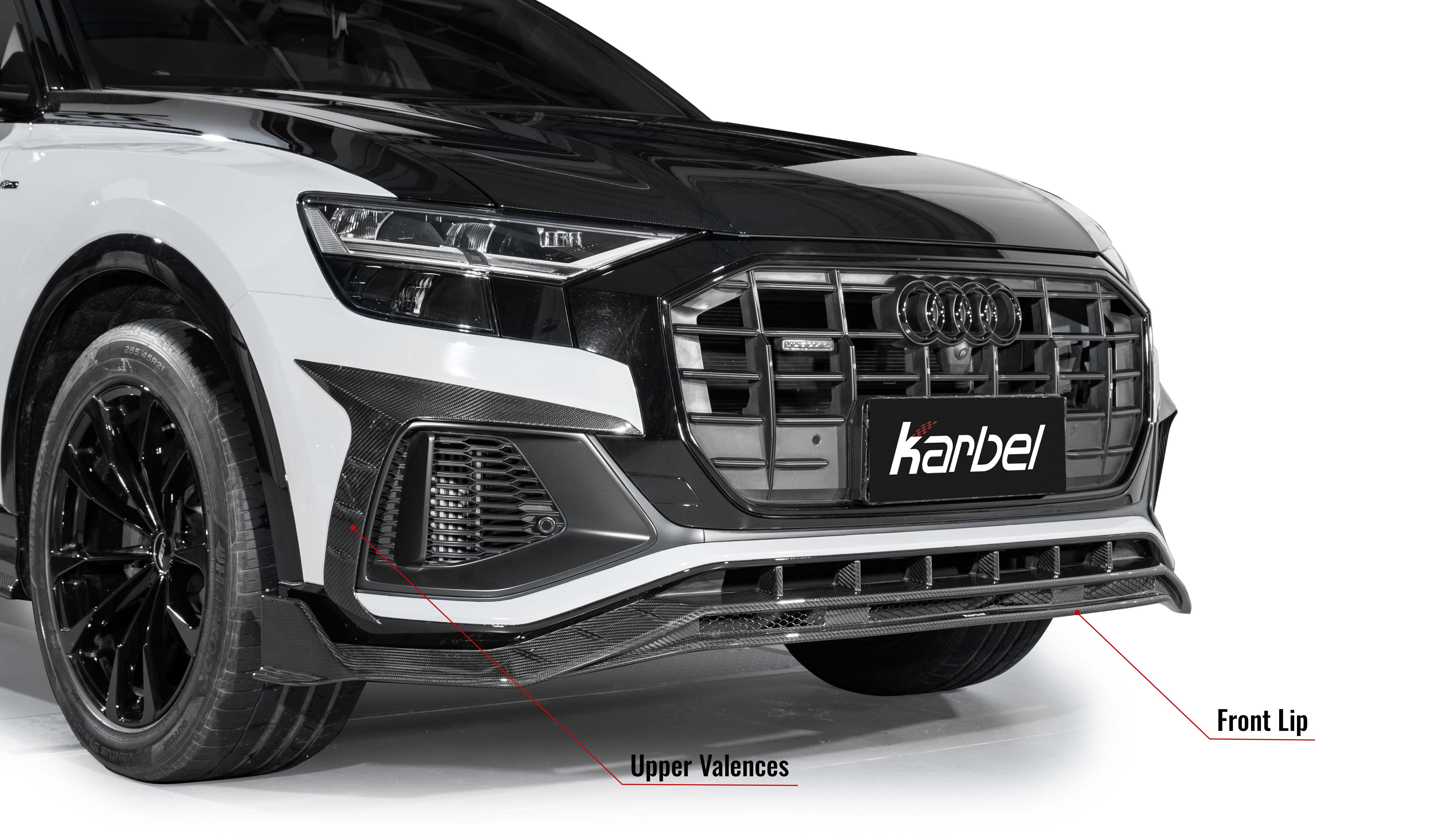 Karbel KB diffuser front lip hood side skirts spoiler black dry carbon fiber Complete vehicle kit for Audi SQ8/Q8 2018-2022