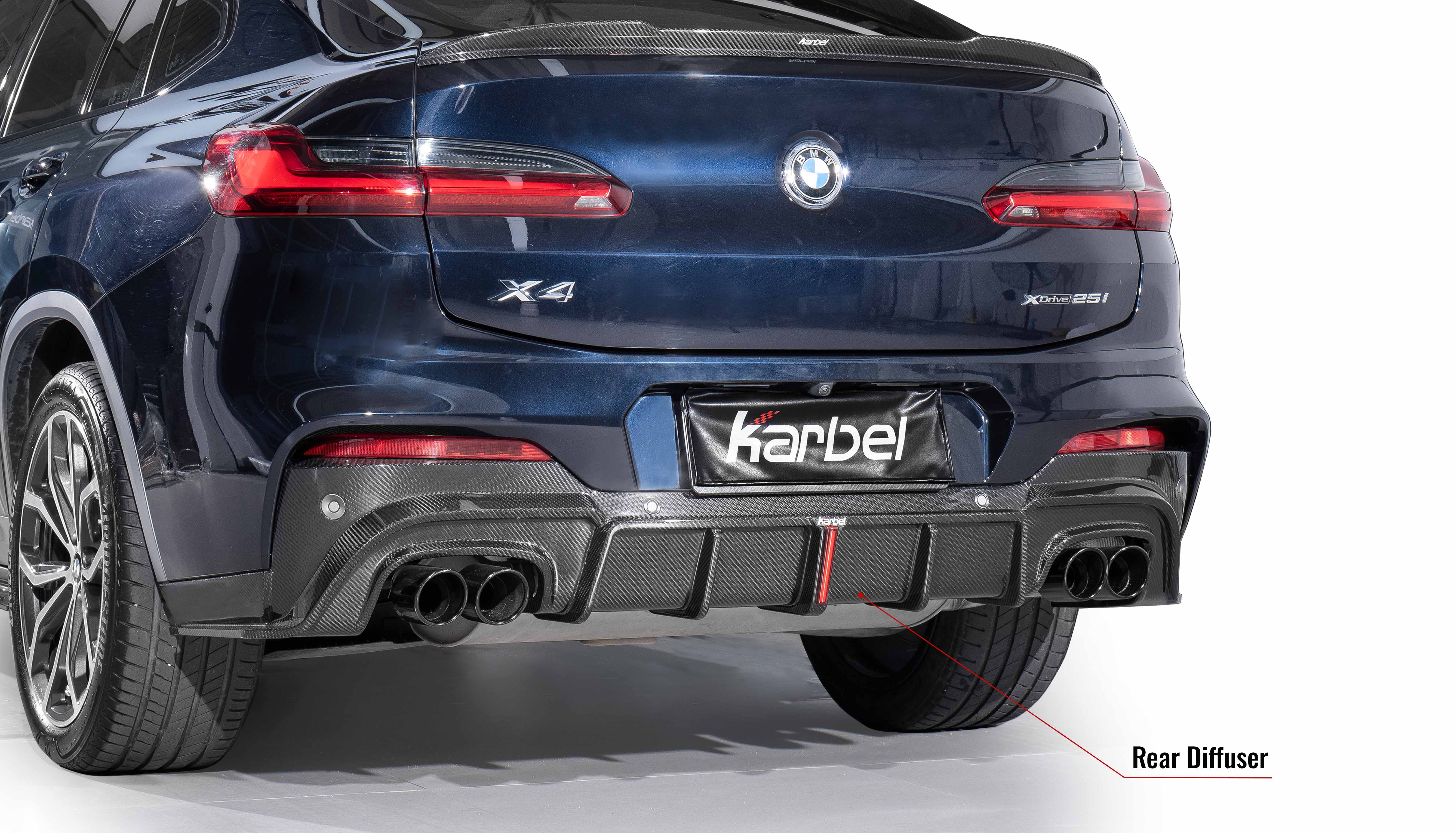 Karbel diffuser front lip side skirts 3K woven texture dry carbon fiber black body kit replacement upgrade wing rear spoiler for BWM X4/G02 2019-2021