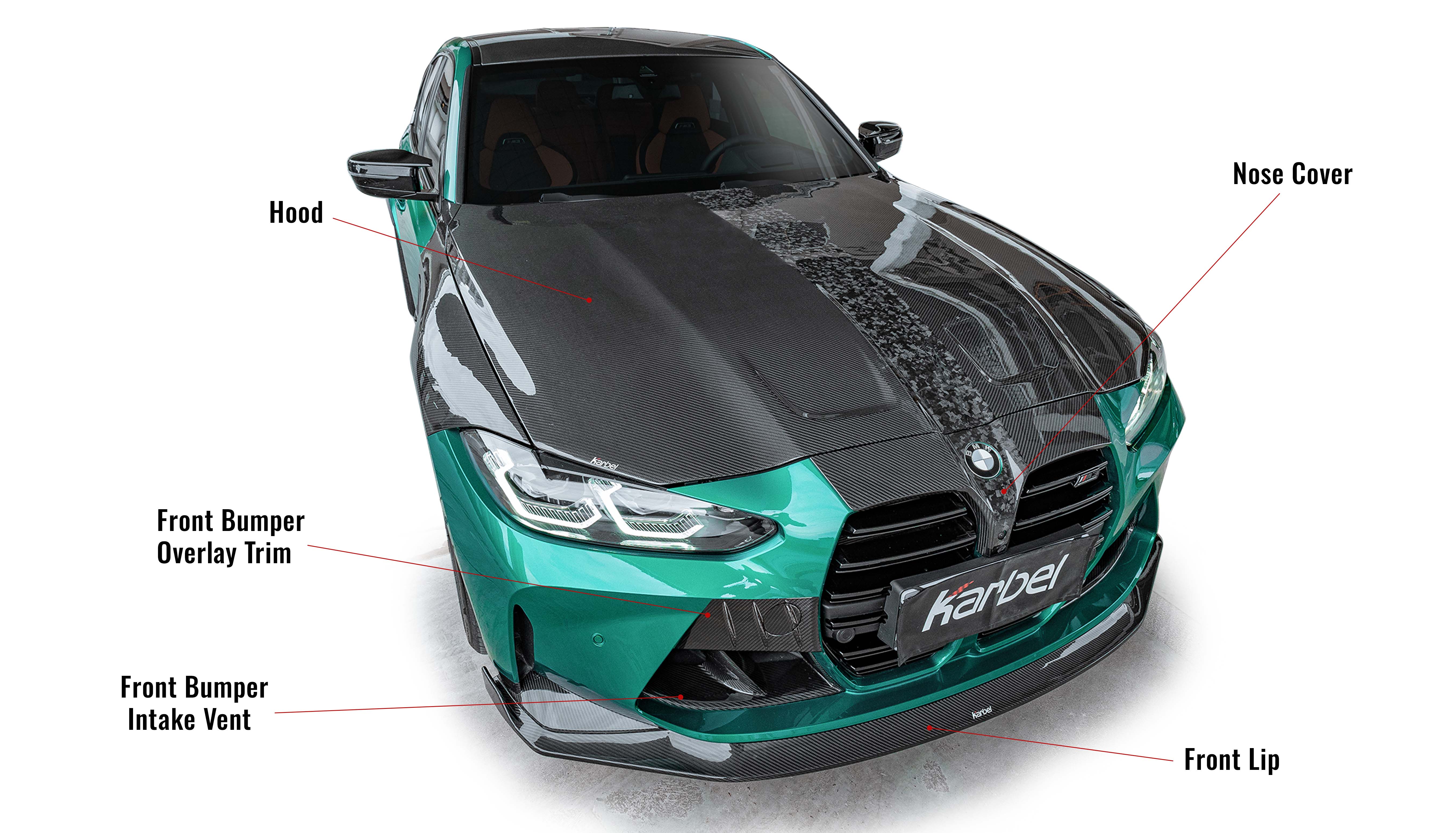 Karbel hood front lip Spoiler rear wing Diffuser Complete vehicle kit KB Dry Carbon Fiber For bmw M3 G80 G81 2021+