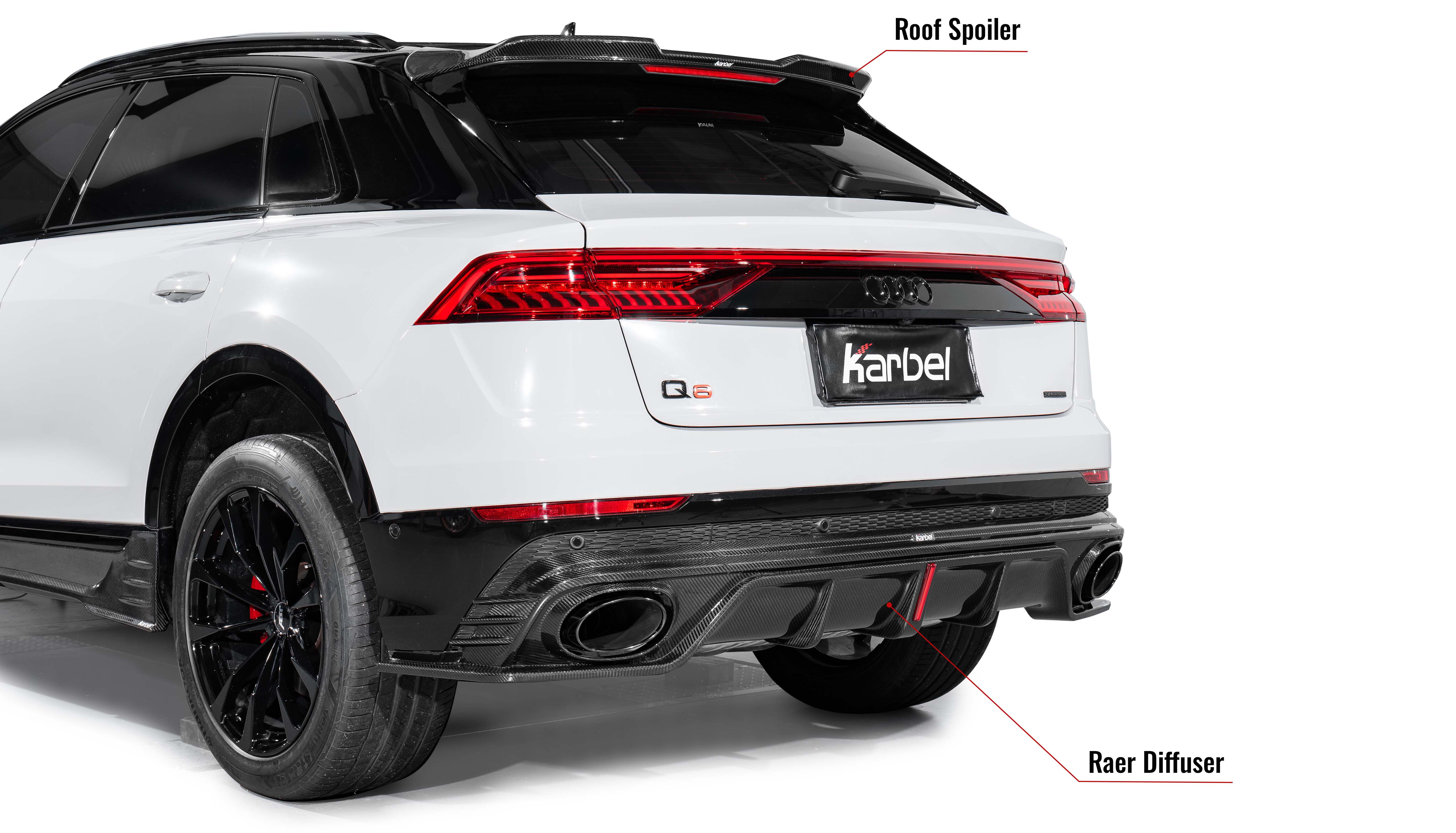 Karbel KB diffuser front lip hood side skirts spoiler black dry carbon fiber Complete vehicle kit for Audi SQ8/Q8 2018-2022