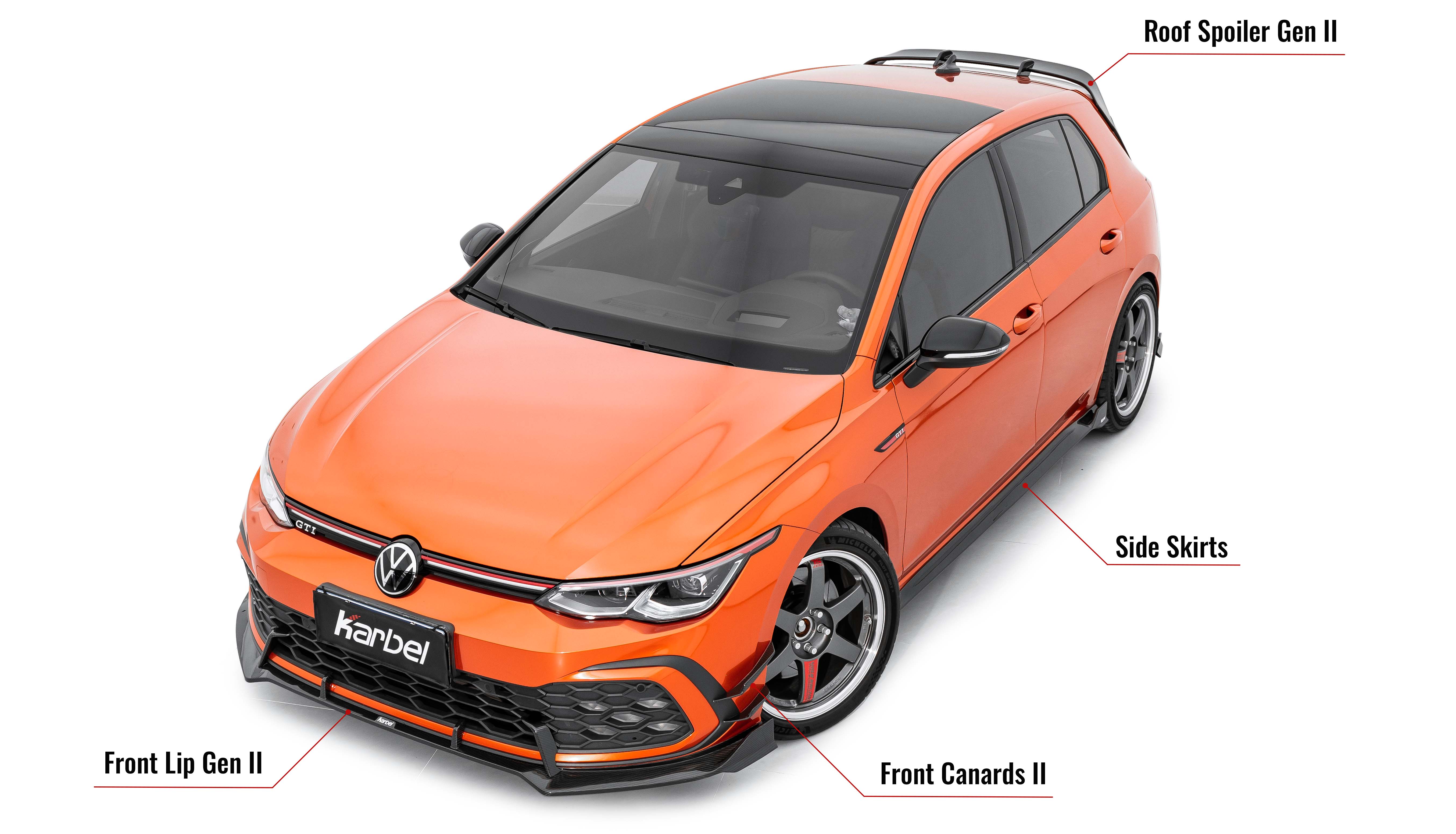 Karbel fender front lip hood rear diffuser spoiler side skirts 3K black twill weave texture dry carbon fiber body kit for Volkswagen GTI Mk8/MK8.5 