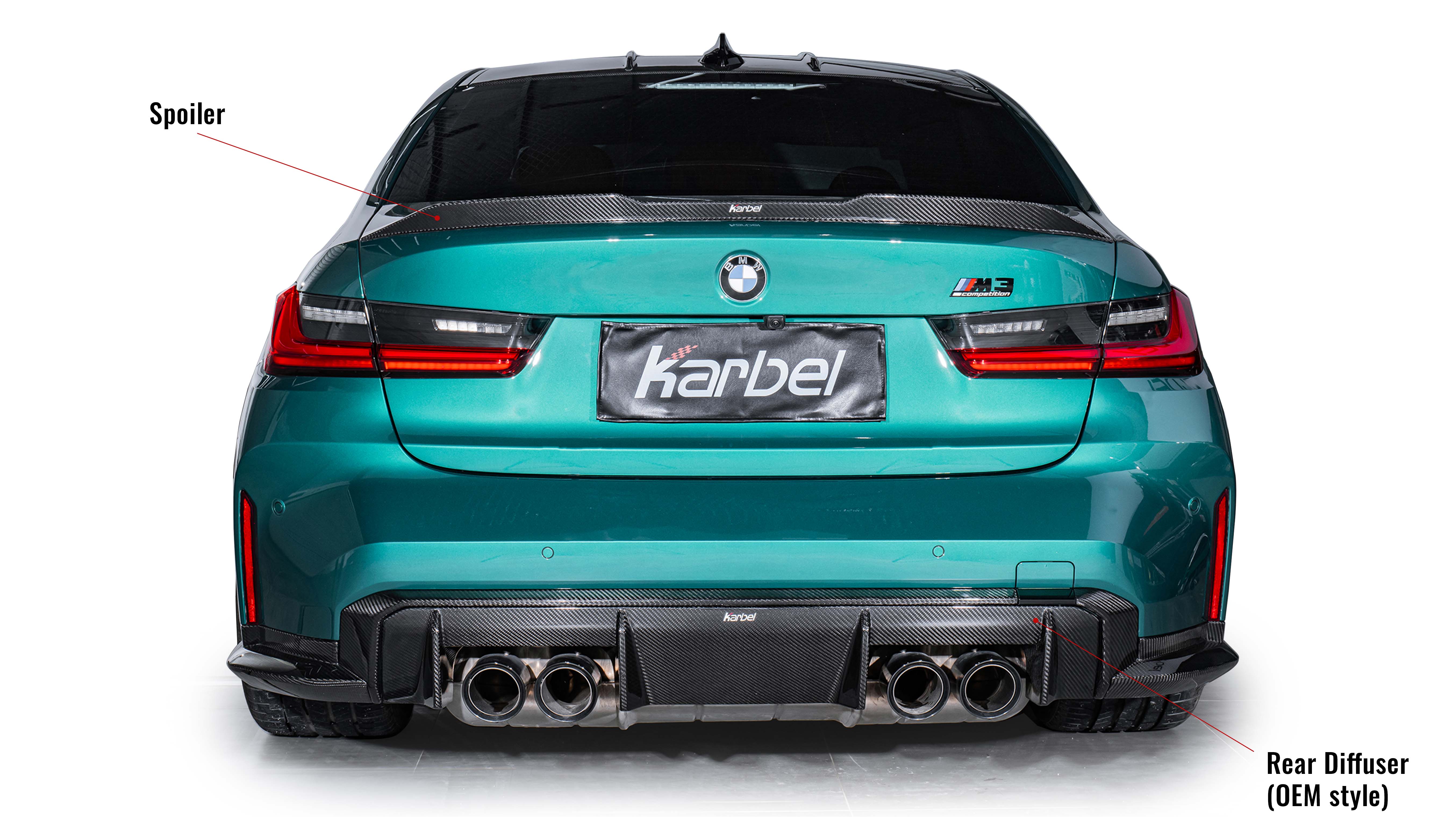 Karbel hood front lip Spoiler rear wing Diffuser Complete vehicle kit KB Dry Carbon Fiber For bmw M3 G80 G81 2021+