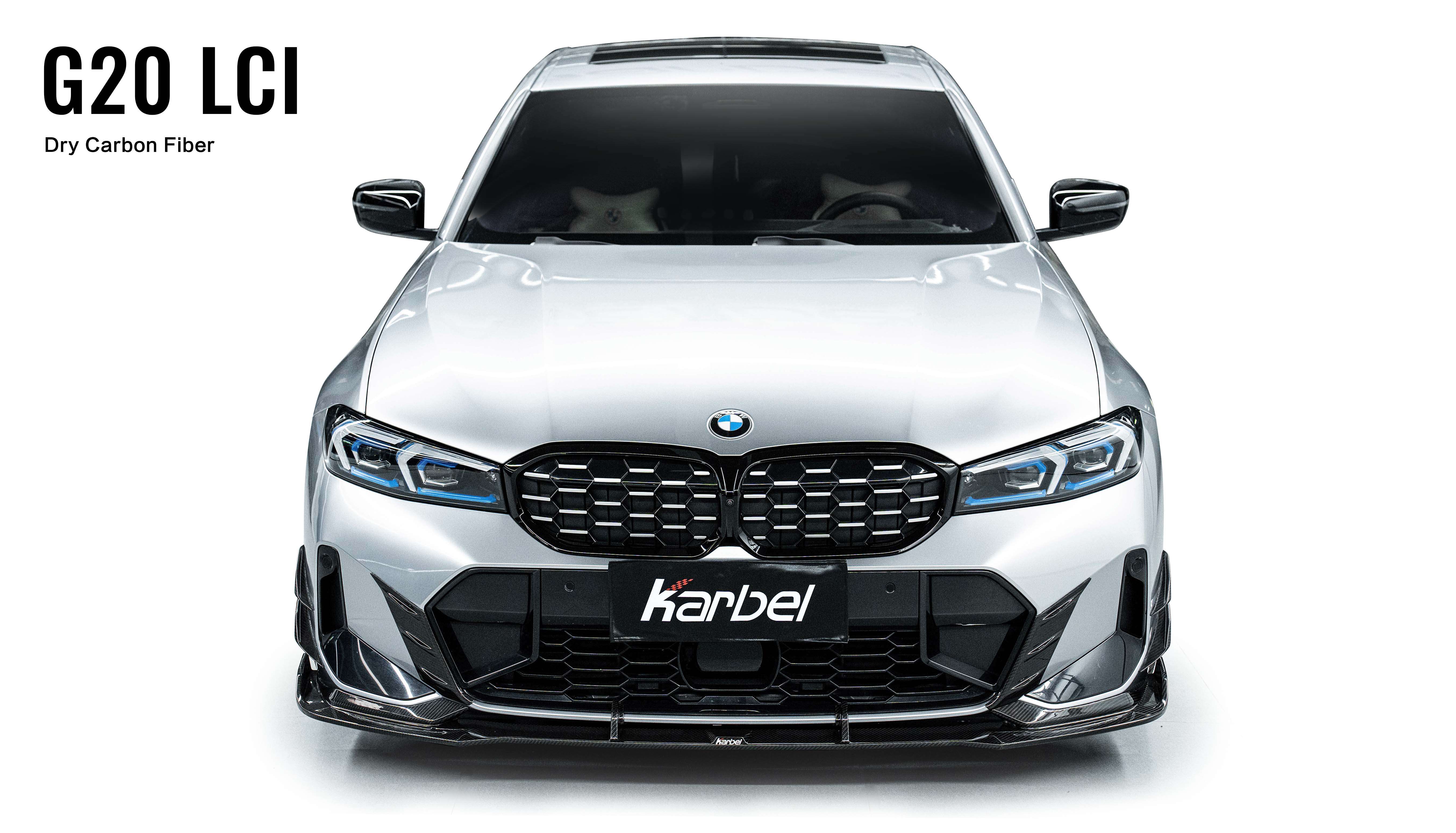 Karbel diffuser front lip side skirts spoiler 3K glossy black woven pattern dry carbon fiber Wind for BWM 3 SeriesG20 ICI 2023-2024