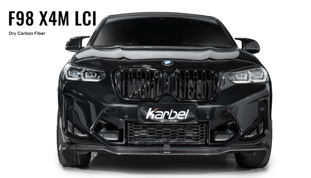 Karbel front lip side skirts rear diffuser rear spoiler 3K black twill weave texture dry carbon fiber full body kit suitable for BWM x4m lci
