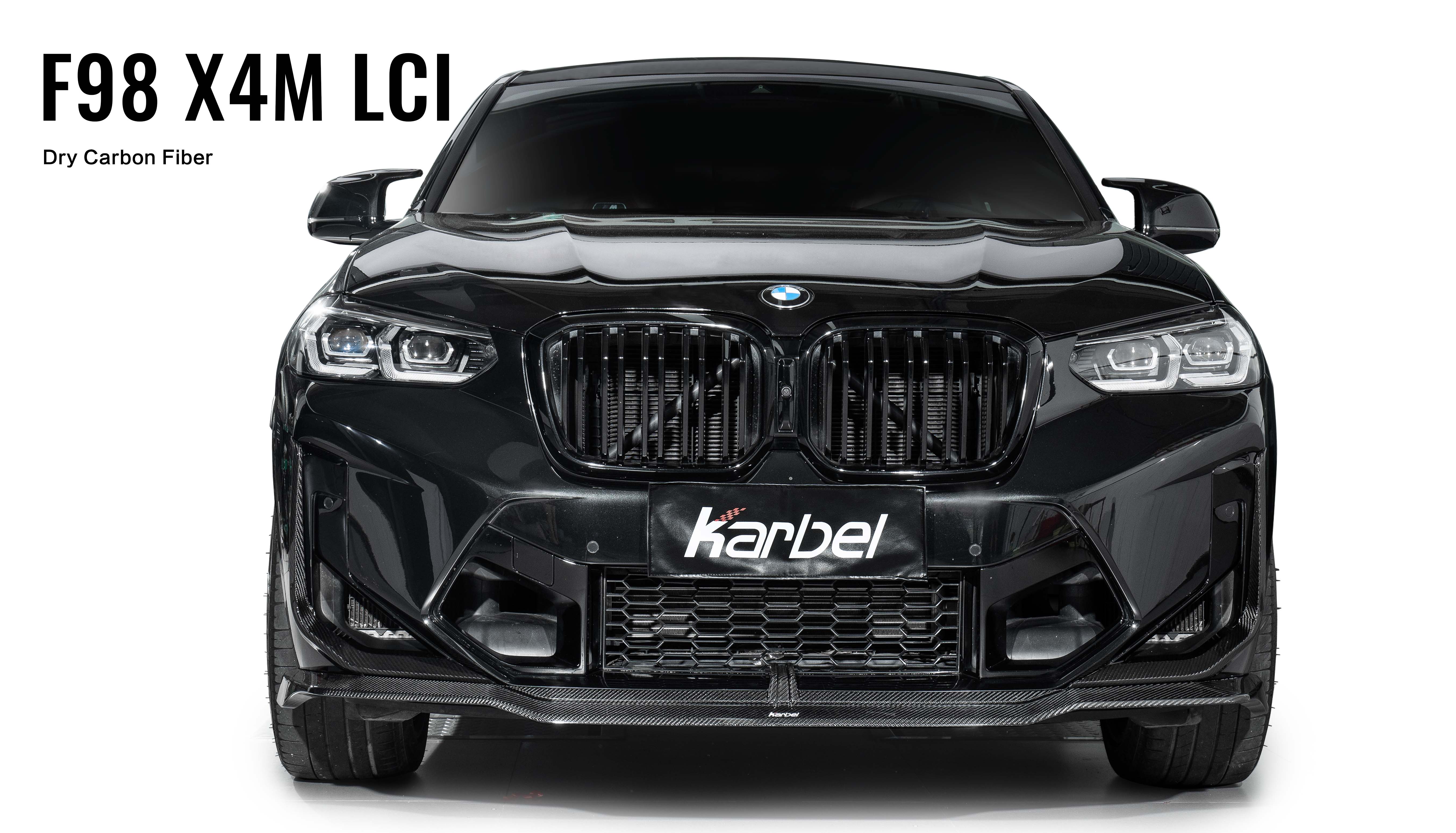 Karbel front lip side skirts rear diffuser rear spoiler 3K black twill weave texture dry carbon fiber full body kit suitable for BWM x4m lci