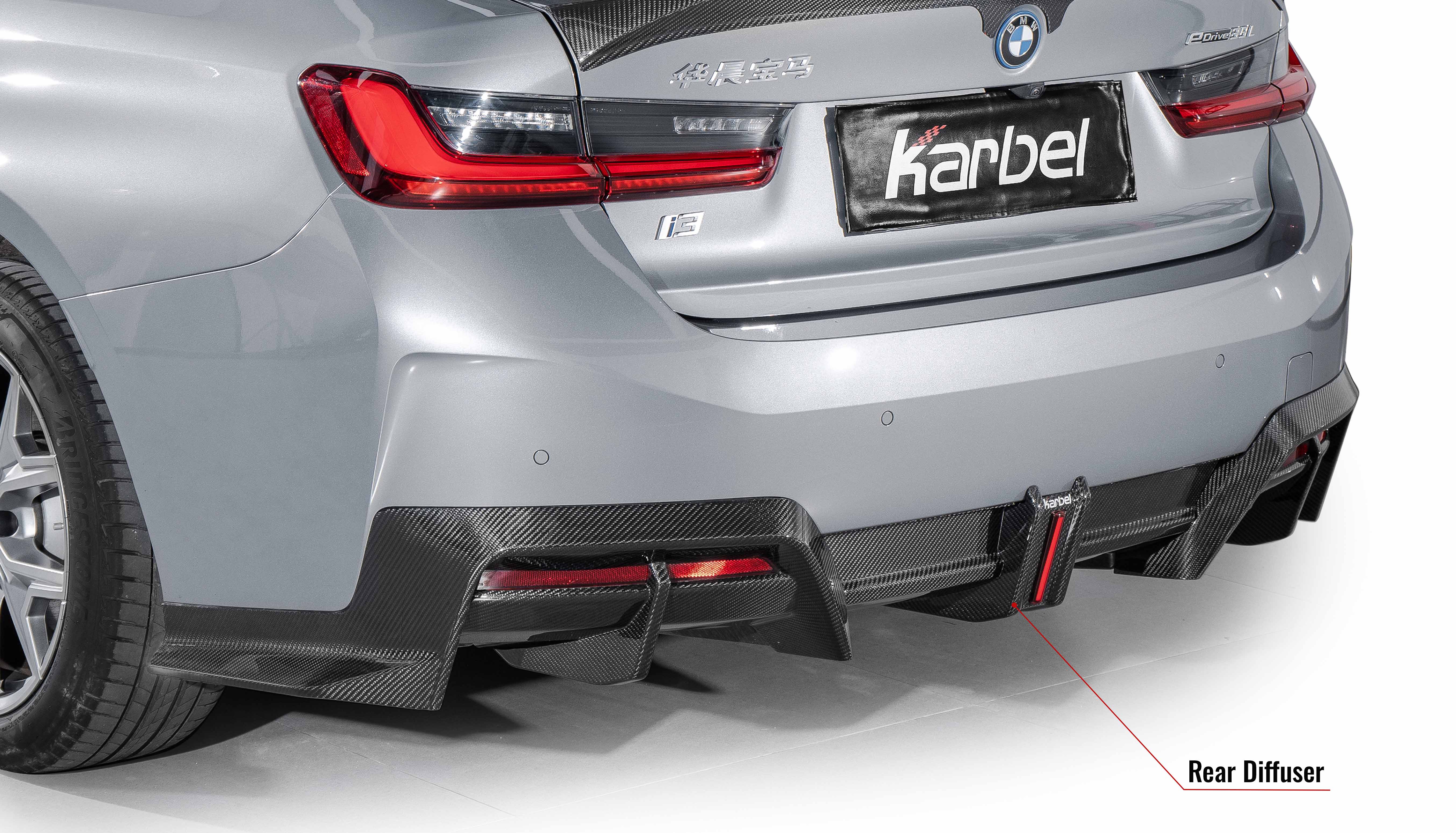 Karbel diffuser front lip side skirts rear spoiler 3K woven texture dry carbon fiber full body kit suitable Top wing for BWM I3 2022-ON