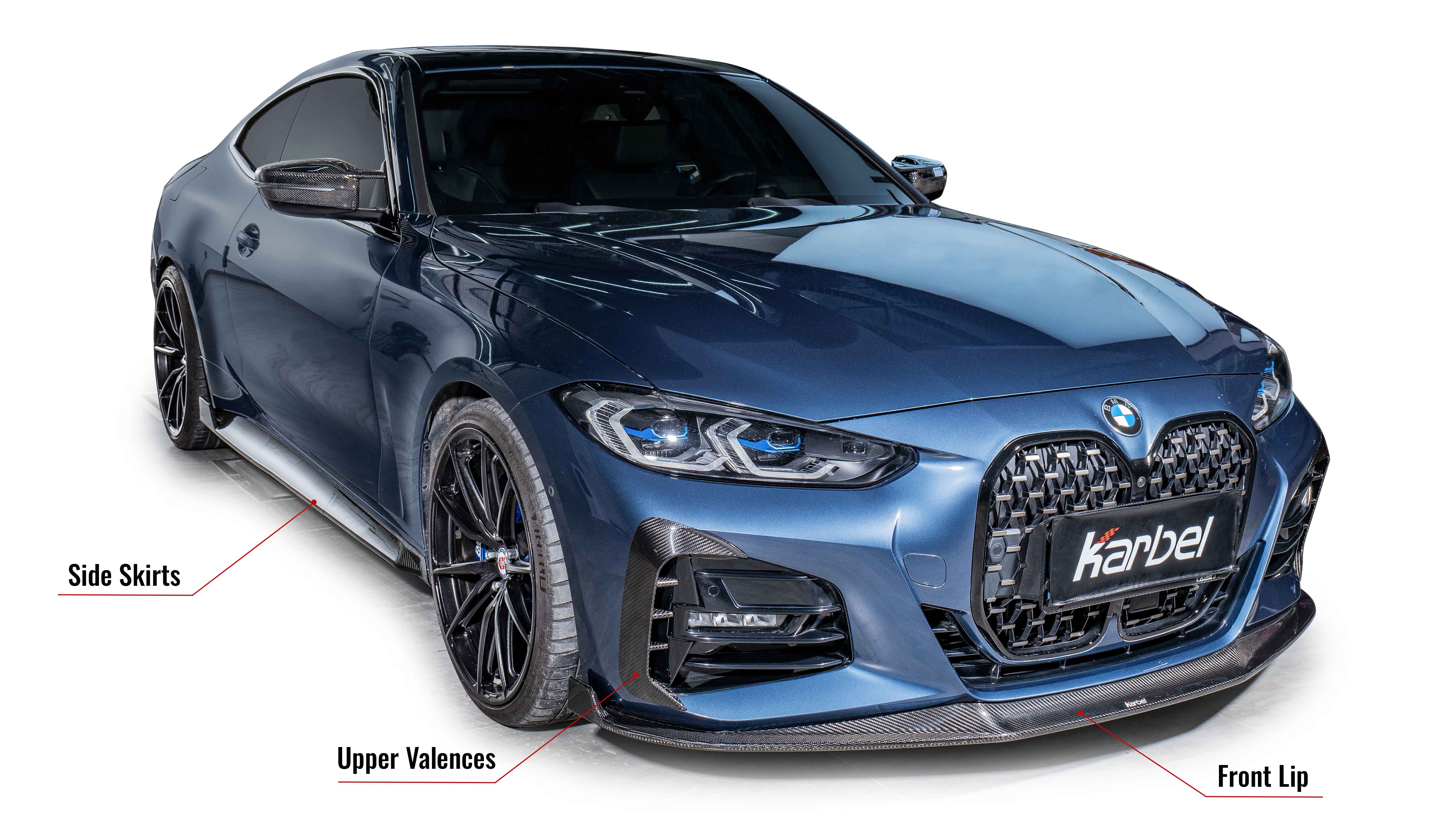 Karbel hood front lip side skirts rear diffuser rear spoiler 3K woven texture dry carbon fiber full body kit suitable for BWM 4 Series G22-G23 2019-2024
