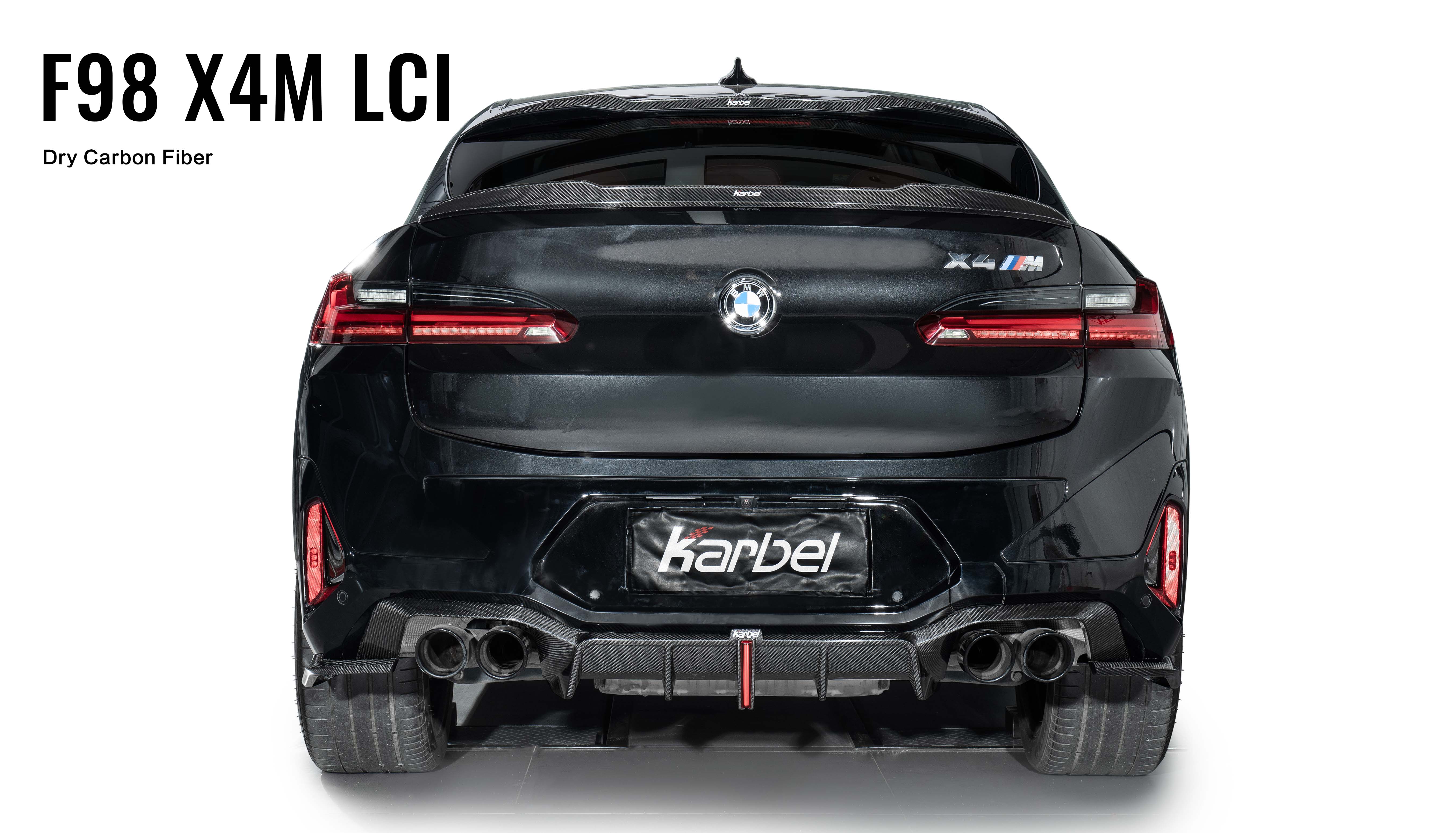 Karbel front lip side skirts rear diffuser rear spoiler 3K black twill weave texture dry carbon fiber full body kit suitable for BWM x4m lci