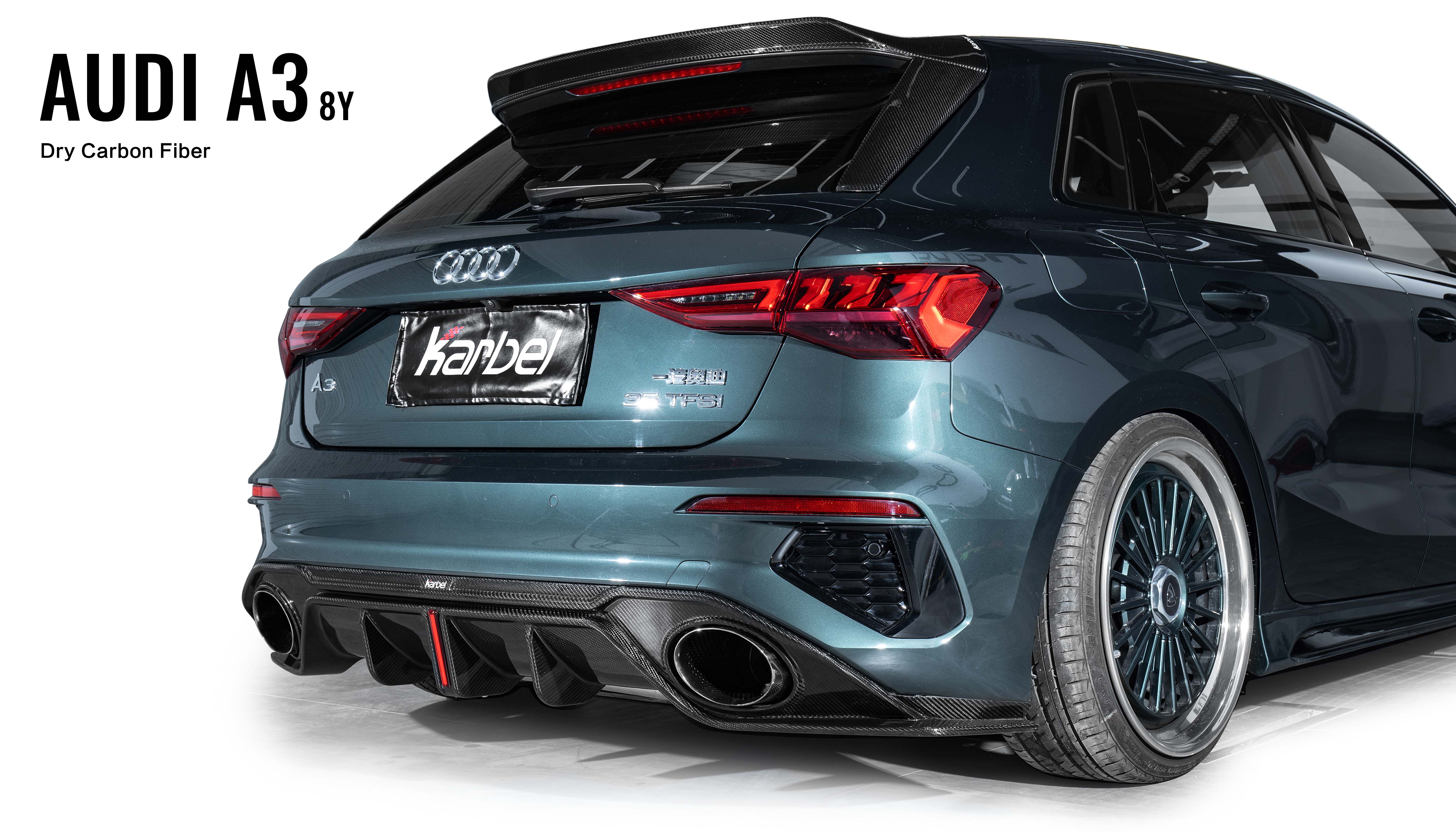 Karbel KB Dry Carbon Fiber 3K Glossy Black Body Kit For Audi S3 A3 8Y 2021-2024