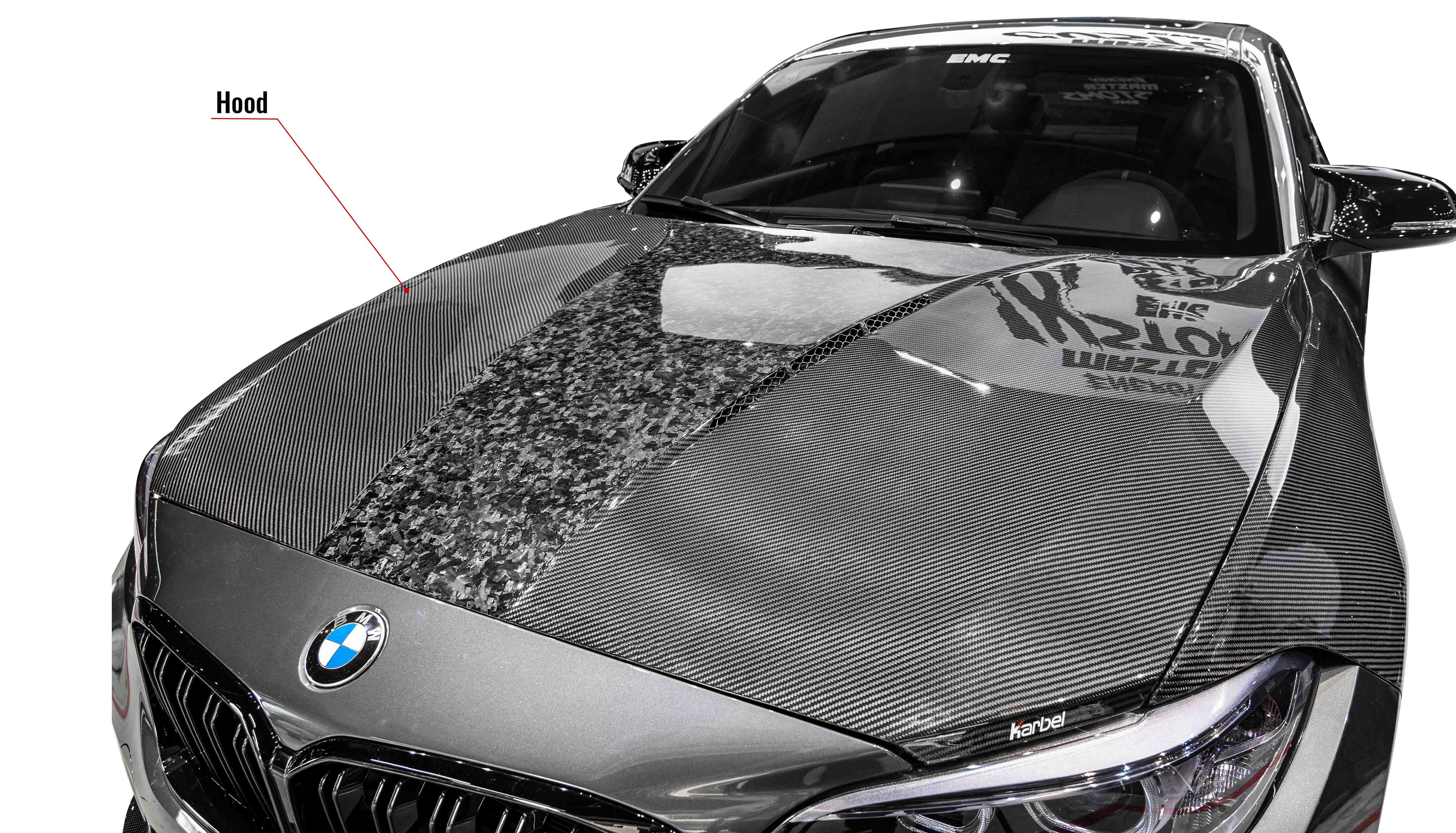 Karbel hood diffuser front lip side skirts spoiler 3K glossy woven pattern dry carbon fiber Wind for BWM M2 F87 (2016-2022)