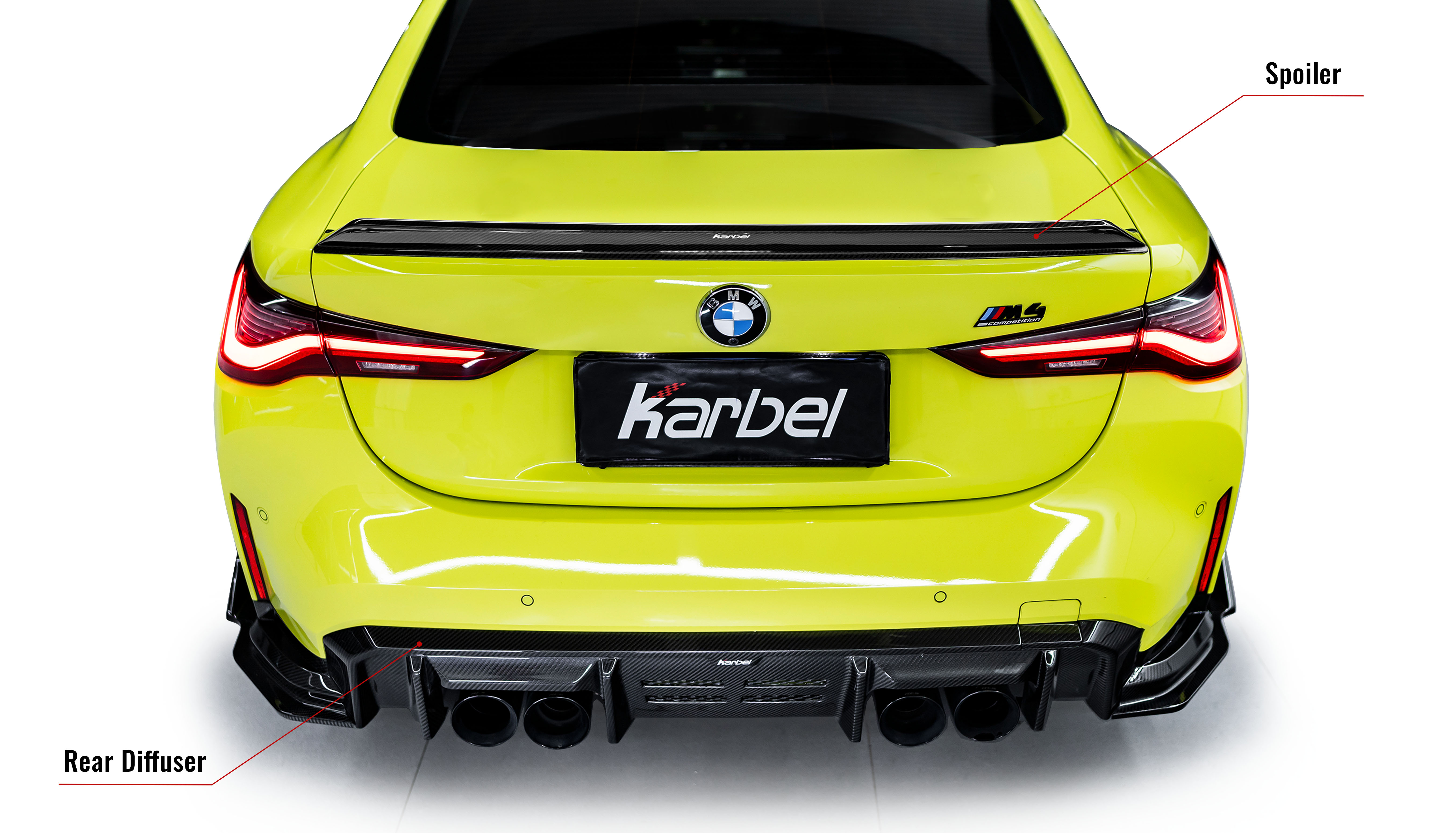 Karbel hood front lip side skirts rear diffuser rear spoiler dry carbon fiber full body kit suitable KB Rearview mirror housing for BMW M4 G82 2021+