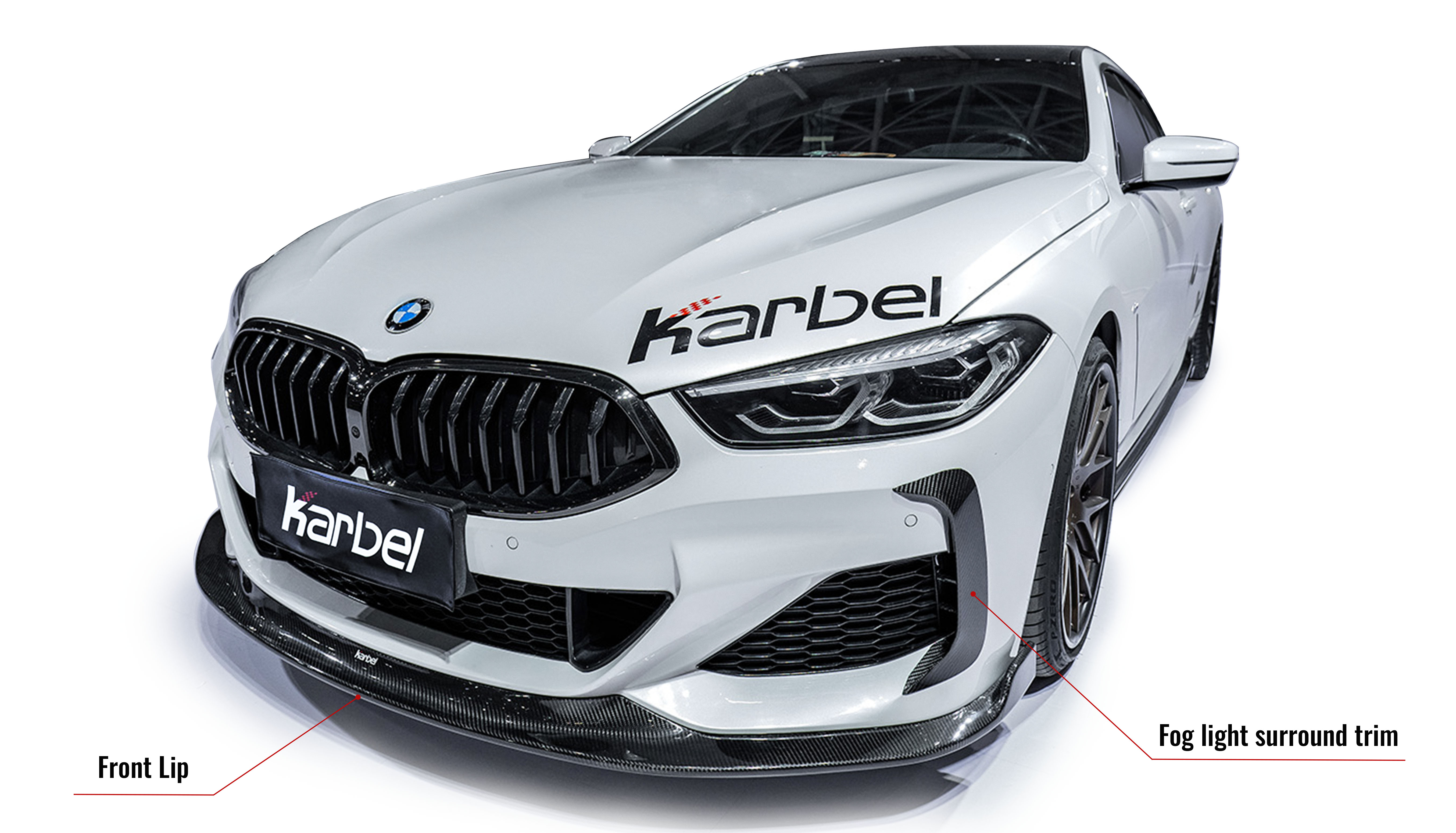 Karbel front lip side skirts rear diffuser rear spoiler 3K black twill weave texture dry carbon fiber full Canards for BWM 8 Series G16 2019-2024