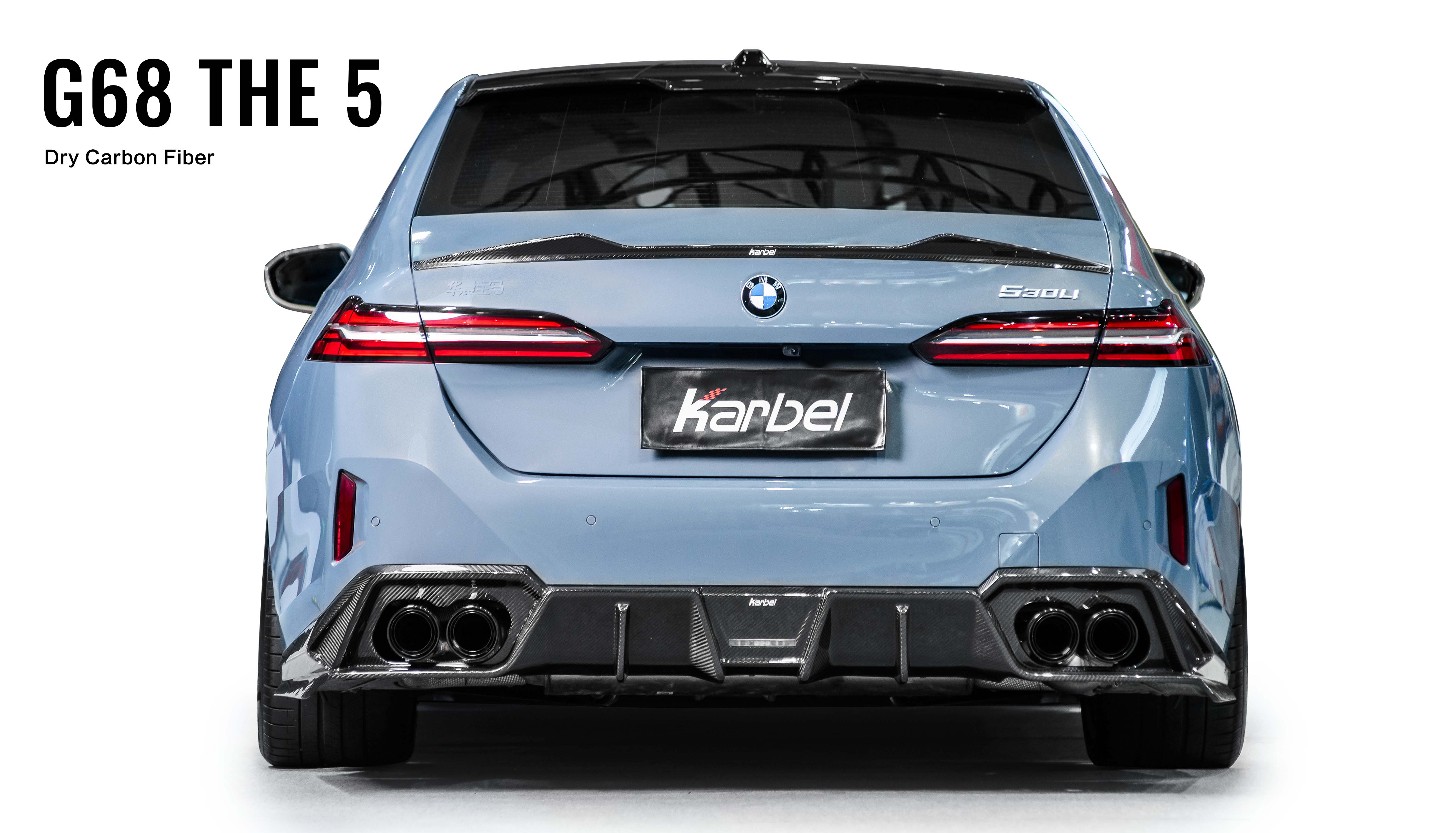 Karbel front lip side skirts rear diffuser rear spoiler 3K black twill weave texture dry carbon fiber full body kit suitable for BWM 5 Series G60/G68