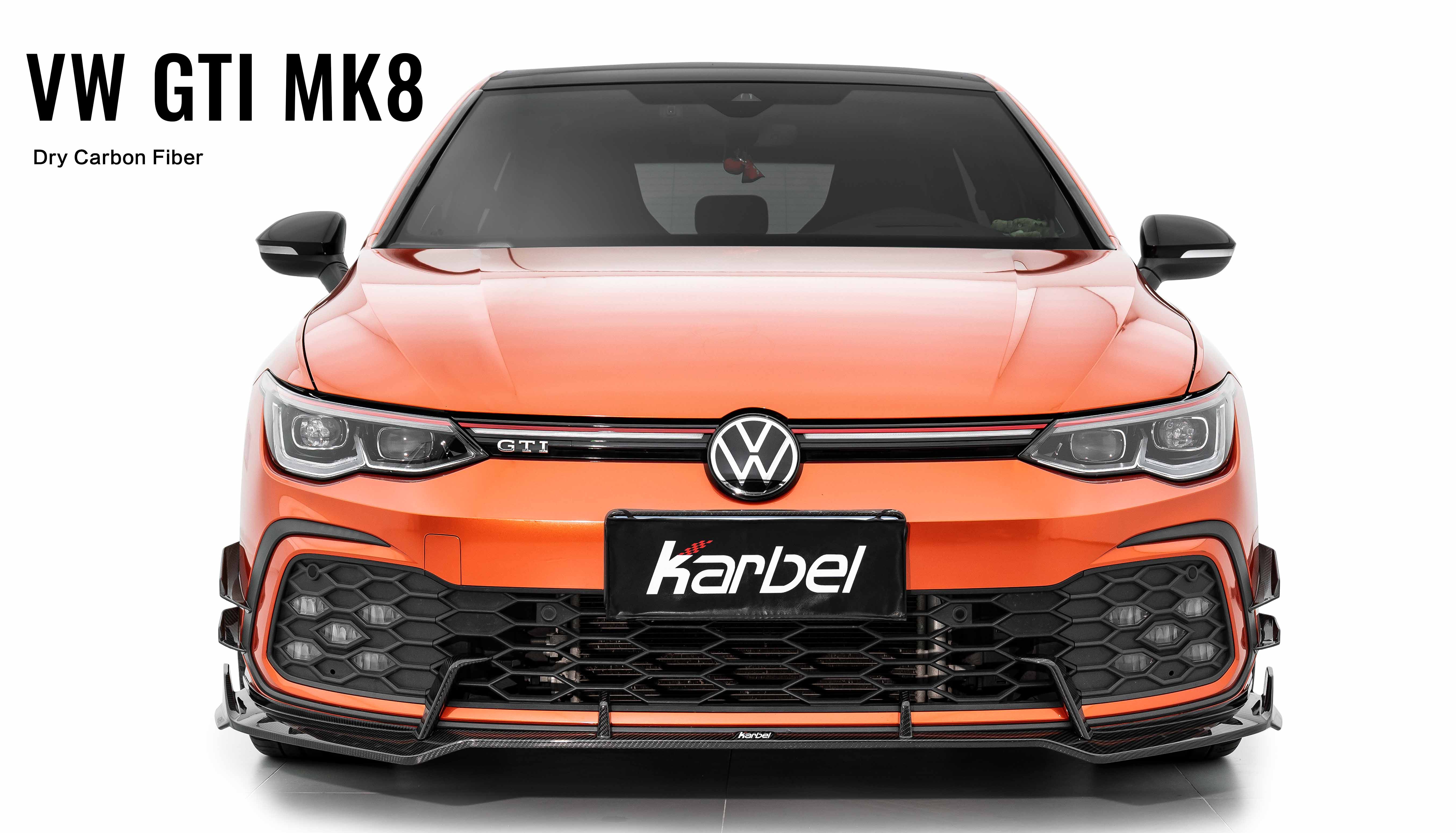 Karbel fender front lip hood rear diffuser spoiler side skirts 3K black twill weave texture dry carbon fiber body kit for Volkswagen GTI Mk8/MK8.5 