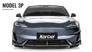 Karbel front lip Spoiler, rear wing Diffuser 3K woven texture Dry Carbon Fiber Complete vehicle kit canard wings For Tesla model 3 Performance 2024+