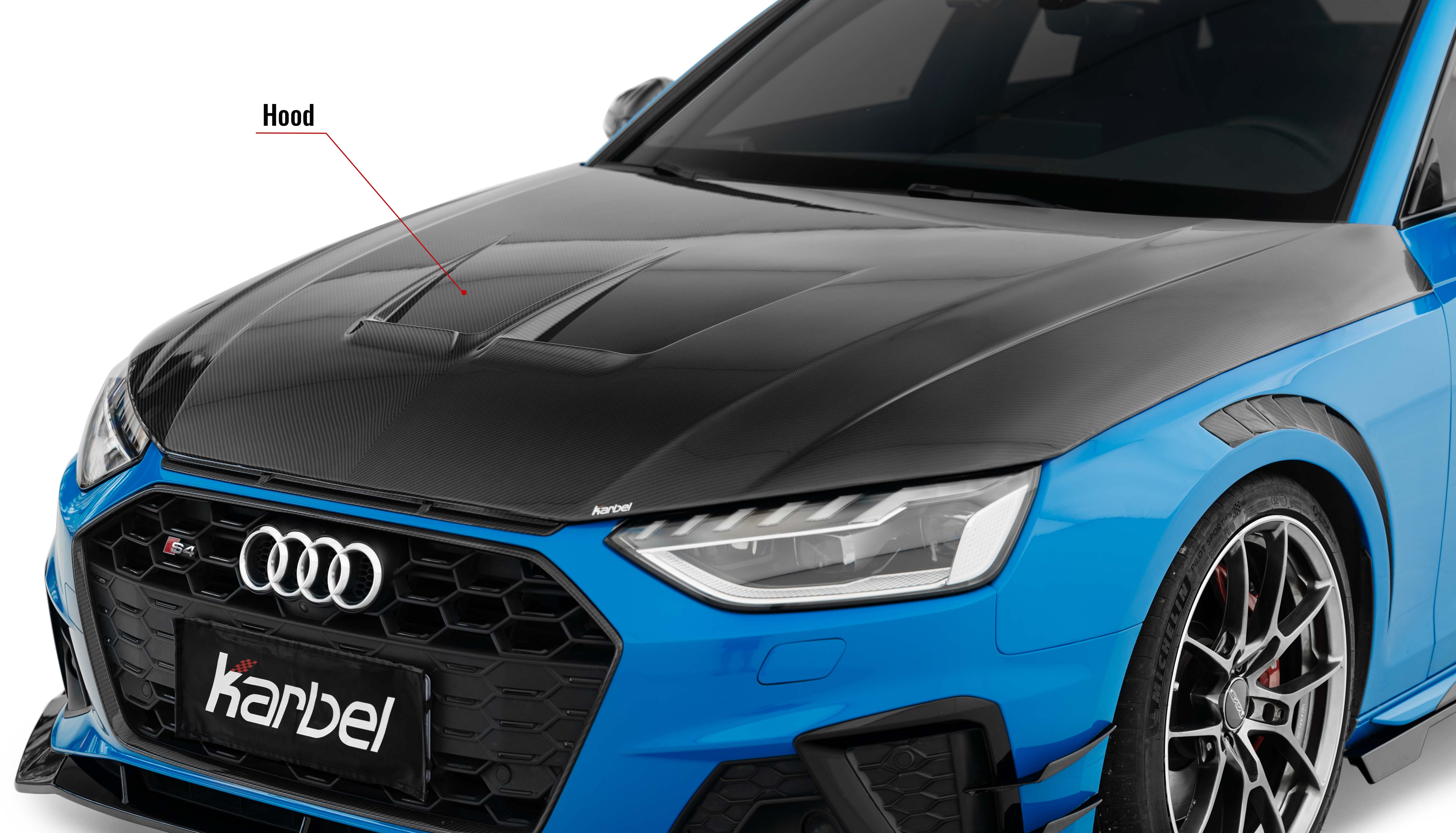 Karbel trunk lid front lip side skirts KB dry carbon fiber 3K glossy black woven twill full body kit rear diffuser spoiler for Audi A4 S4 B9.5 2020-2024