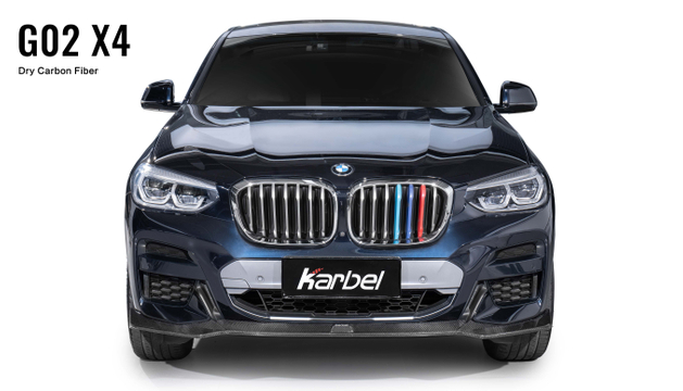 Karbel diffuser front lip side skirts 3K woven texture dry carbon fiber black body kit replacement upgrade wing rear spoiler for BWM X4/G02 2019-2021