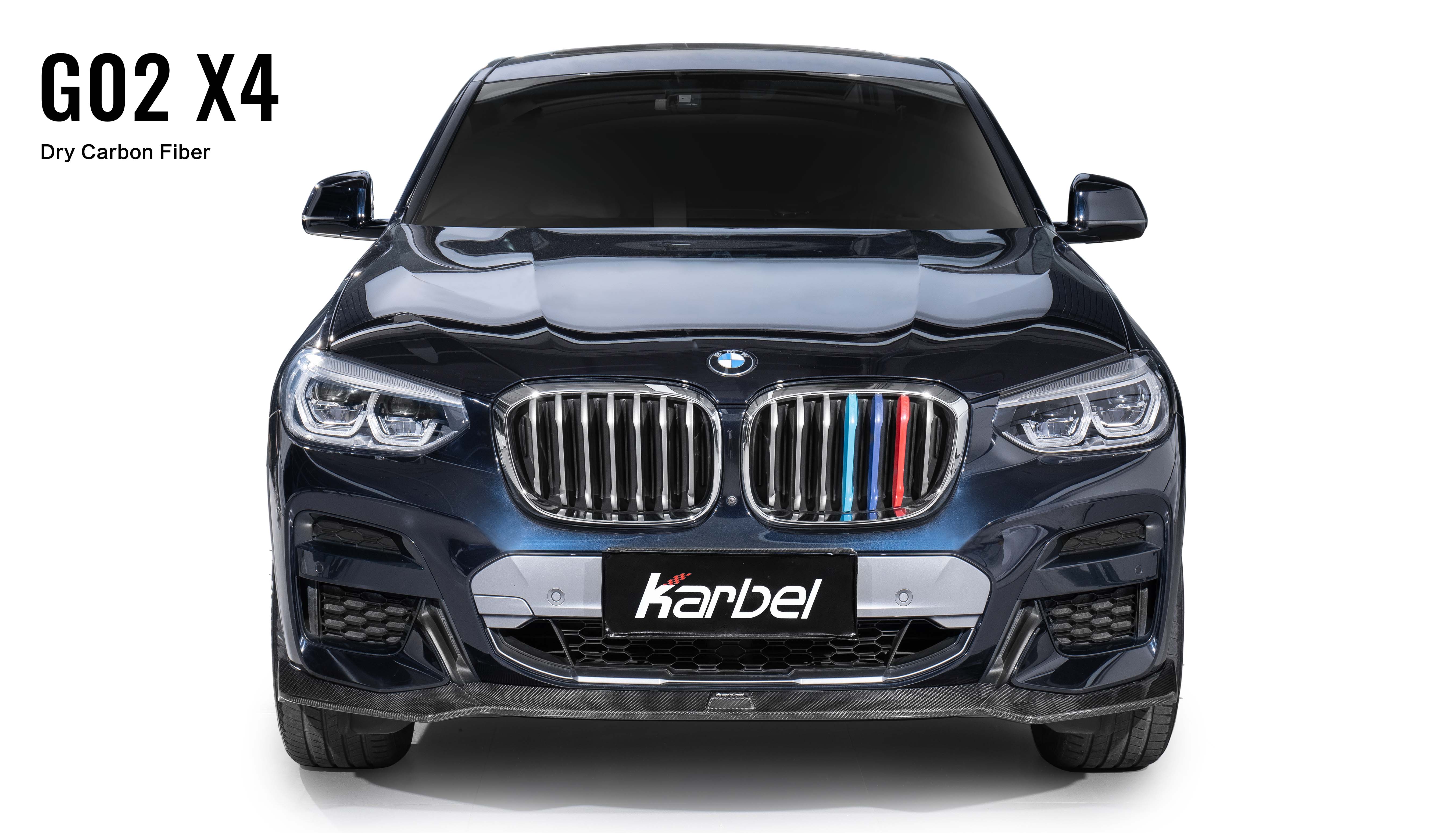 Karbel diffuser front lip side skirts 3K woven texture dry carbon fiber black body kit replacement upgrade wing rear spoiler for BWM X4/G02 2019-2021