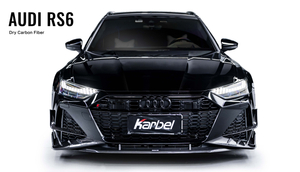 Karbel front lip Spoiler, rear wing Diffuser 3K woven texture Dry Carbon Fiber Complete vehicle kit Side skirts front fender molding For Audi RS6 2020+