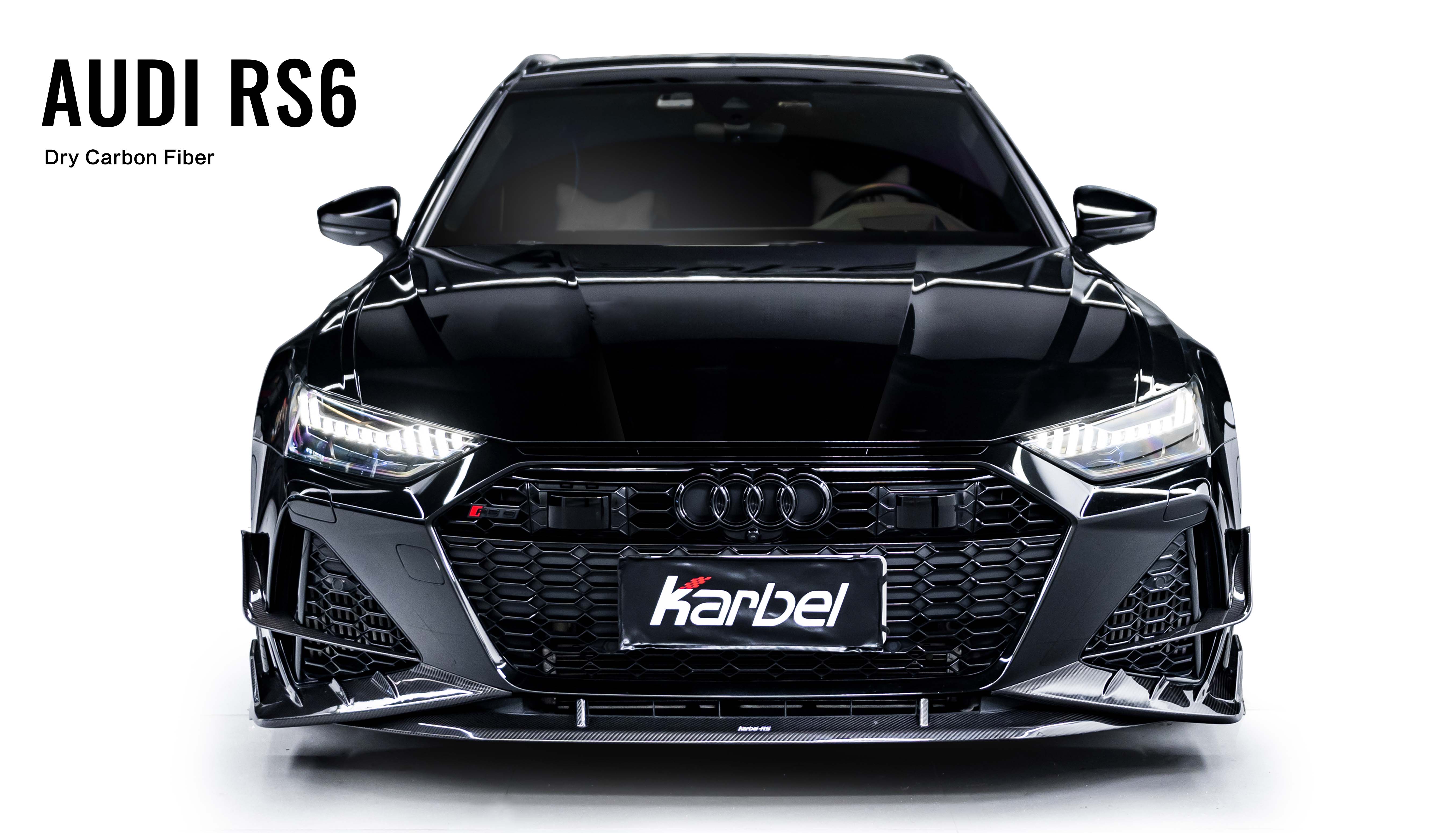Karbel front lip Spoiler, rear wing Diffuser 3K woven texture Dry Carbon Fiber Complete vehicle kit Side skirts front fender molding For Audi RS6 2020+