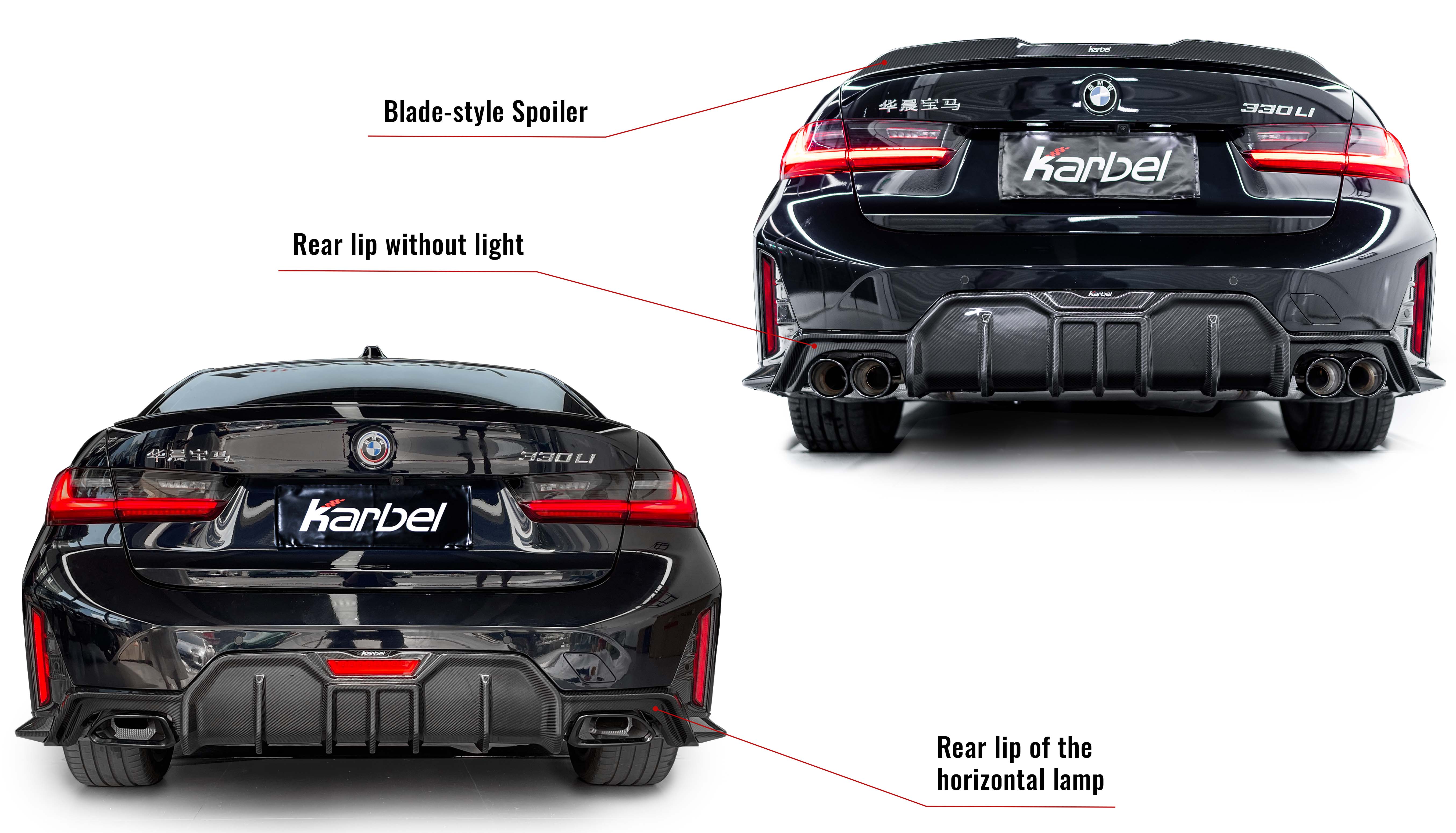 Karbel diffuser front lip side skirts spoiler 3K glossy black woven pattern dry carbon fiber Wind for BWM 3 SeriesG20 ICI 2023-2024
