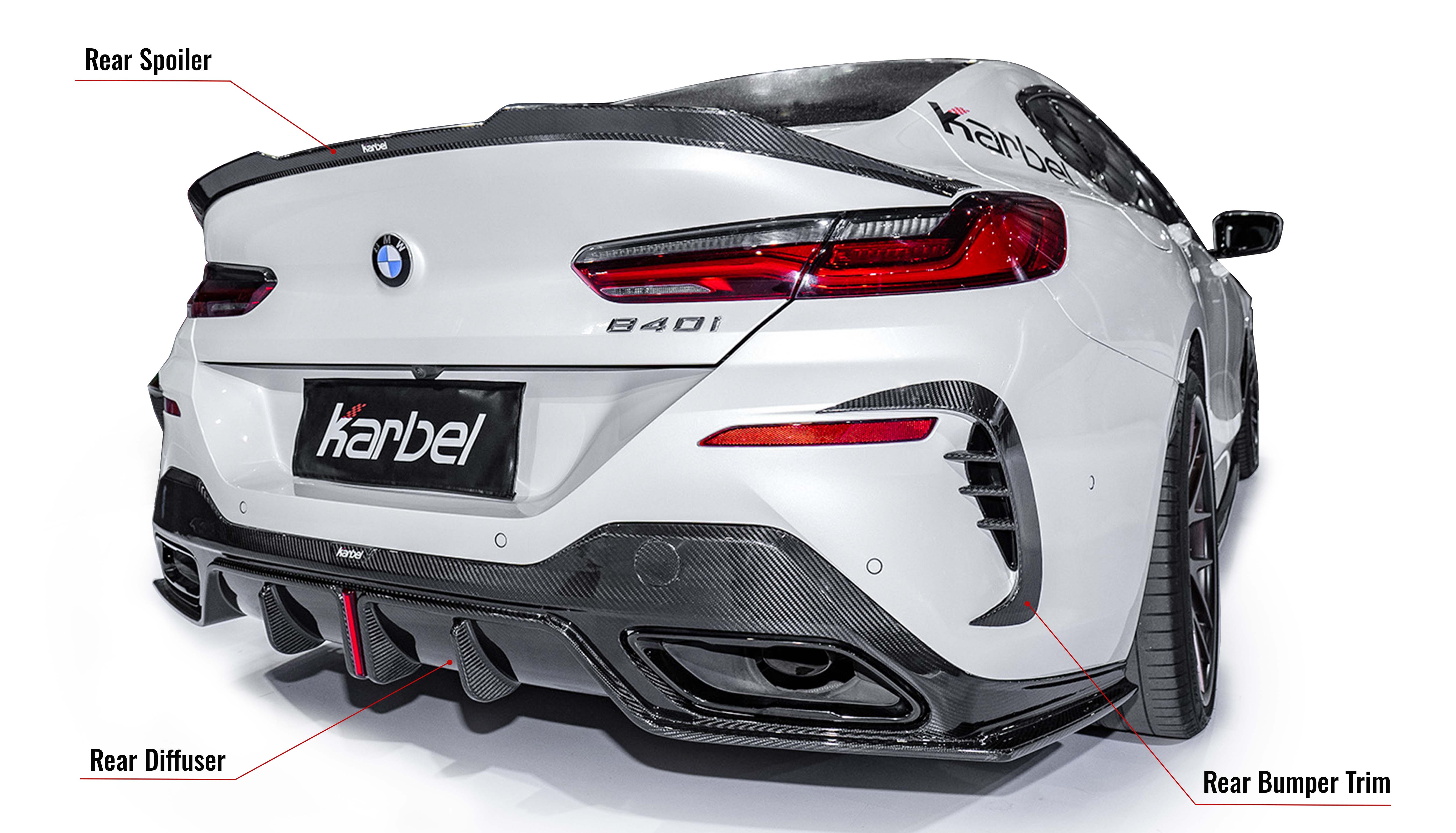 Karbel front lip side skirts rear diffuser rear spoiler 3K black twill weave texture dry carbon fiber full Canards for BWM 8 Series G16 2019-2024