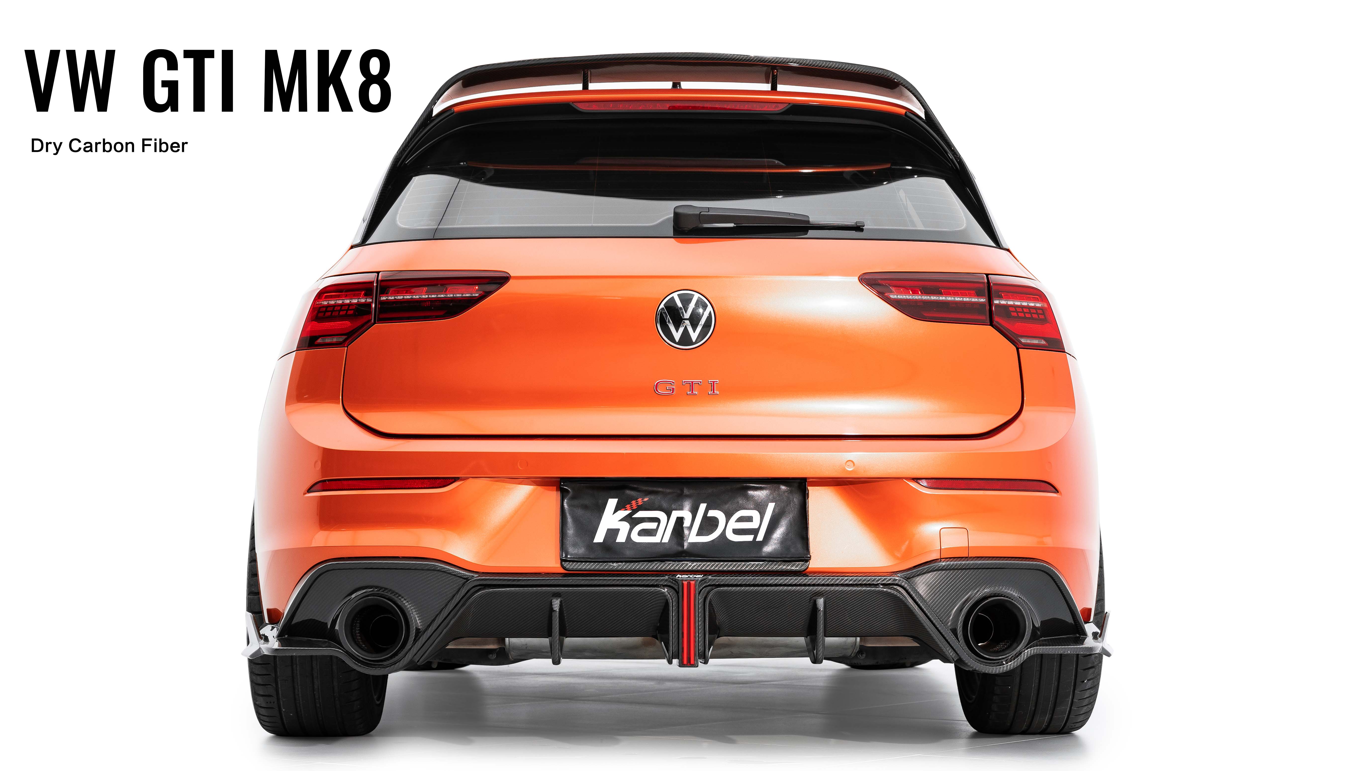 Karbel fender front lip hood rear diffuser spoiler side skirts 3K black twill weave texture dry carbon fiber body kit for Volkswagen GTI Mk8/MK8.5 