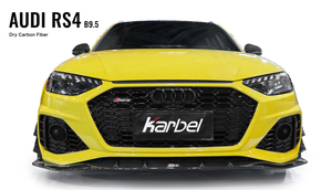 Karbel front lip side skirts rear diffuser rear spoiler 3K black twill weave texture dry carbon fiber full body kit suitable for Audi RS4 B9.5