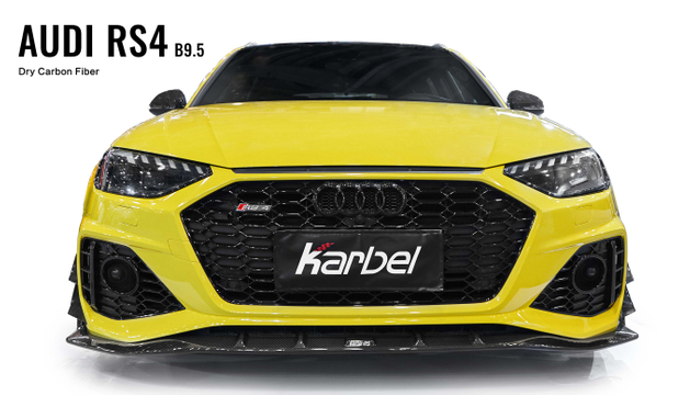 Karbel front lip side skirts rear diffuser rear spoiler 3K black twill weave texture dry carbon fiber full body kit suitable for Audi RS4 B9.5