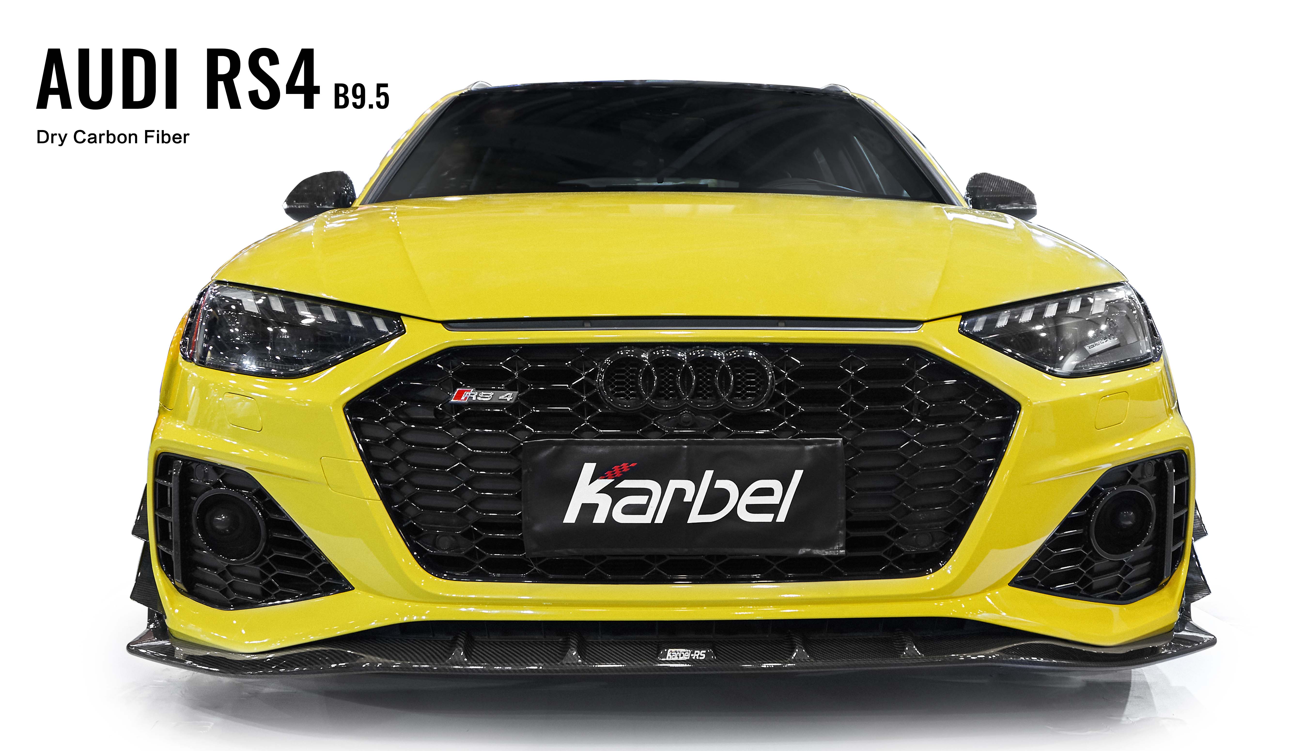 Karbel front lip side skirts rear diffuser rear spoiler 3K black twill weave texture dry carbon fiber full body kit suitable for Audi RS4 B9.5