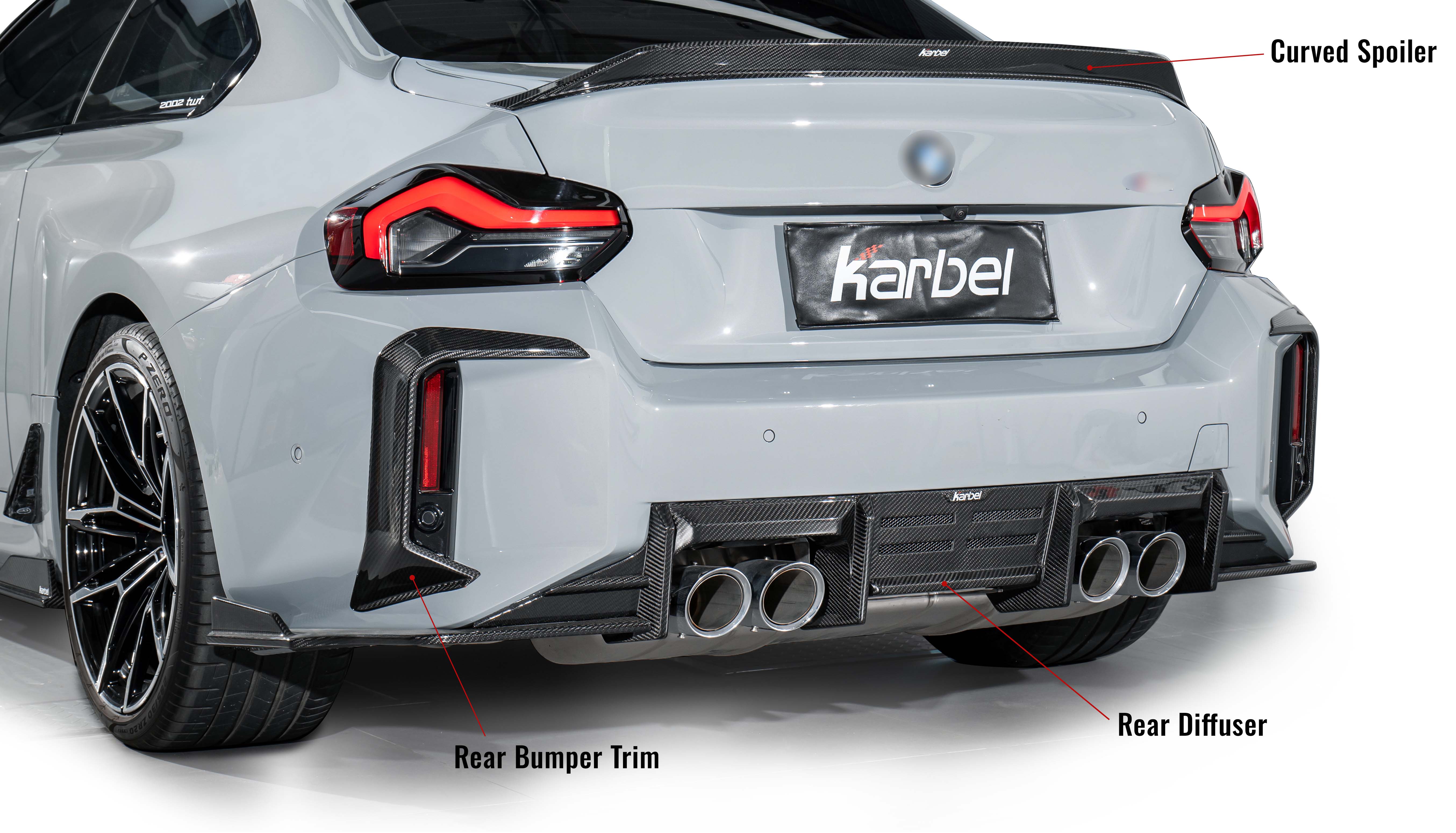 Karbel KB front lip side skirts rear diffuser rear spoiler 3K black woven texture dry carbon fiber full body kit suitable for BWM M2 G87 2019-2024 