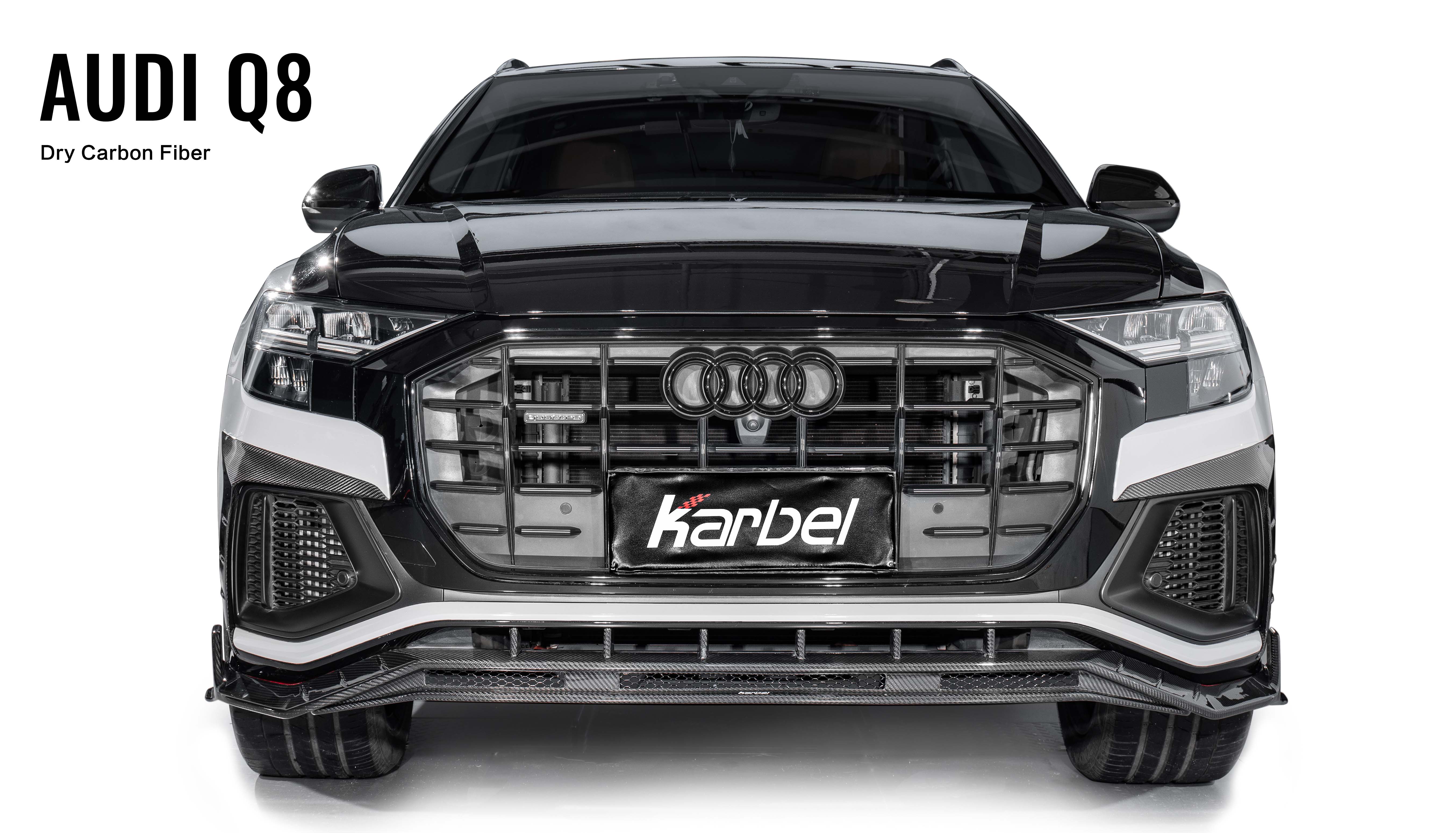 Karbel KB diffuser front lip hood side skirts spoiler black dry carbon fiber Complete vehicle kit for Audi SQ8/Q8 2018-2022