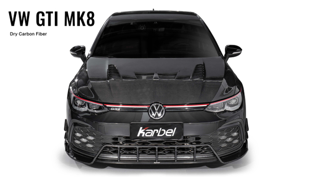 Karbel fender front lip hood rear diffuser spoiler side skirts 3K black twill weave texture dry carbon fiber body kit for Volkswagen GTI Mk8/MK8.5 