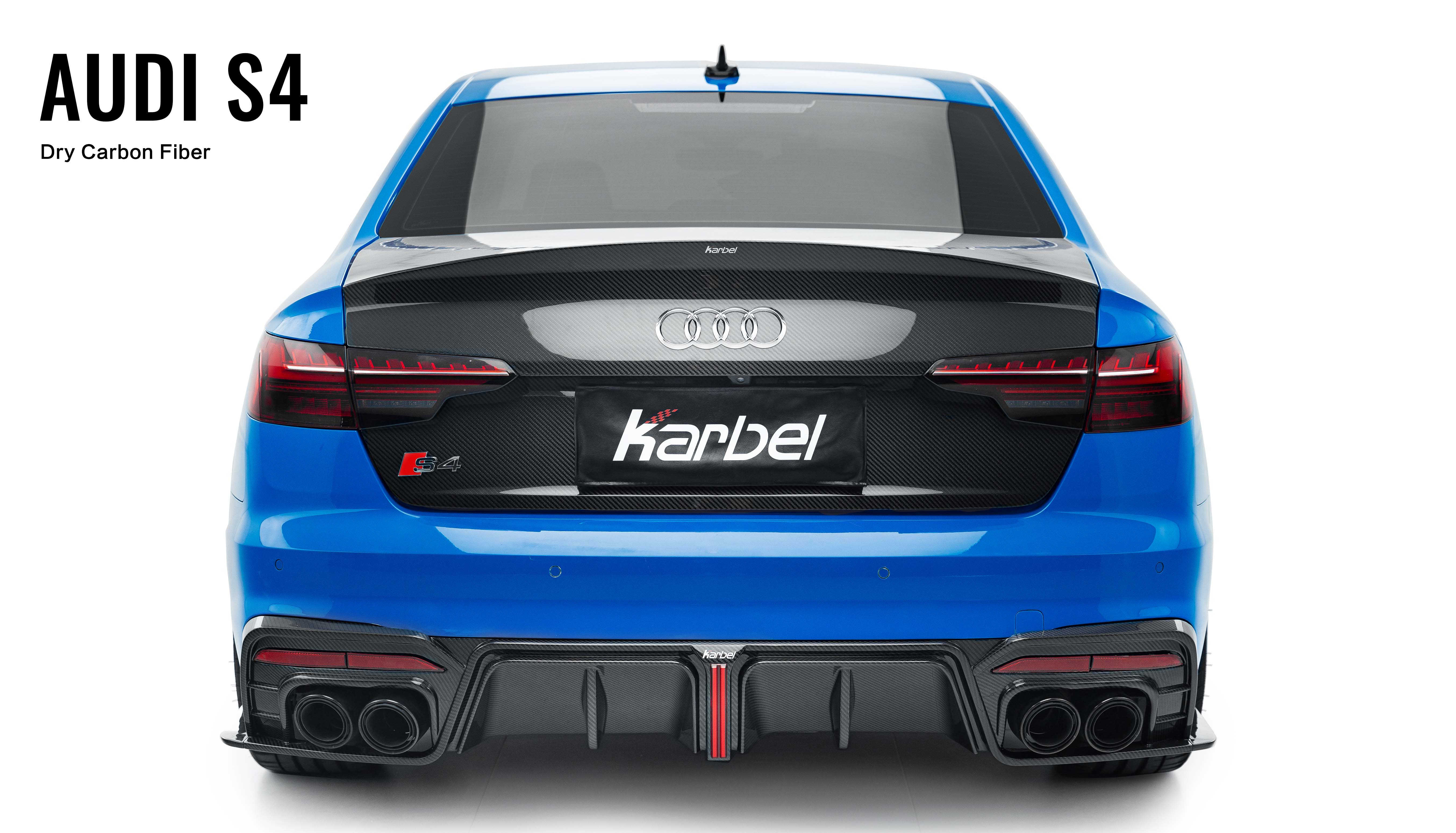 Karbel trunk lid front lip side skirts KB dry carbon fiber 3K glossy black woven twill full body kit rear diffuser spoiler for Audi A4 S4 B9.5 2020-2024